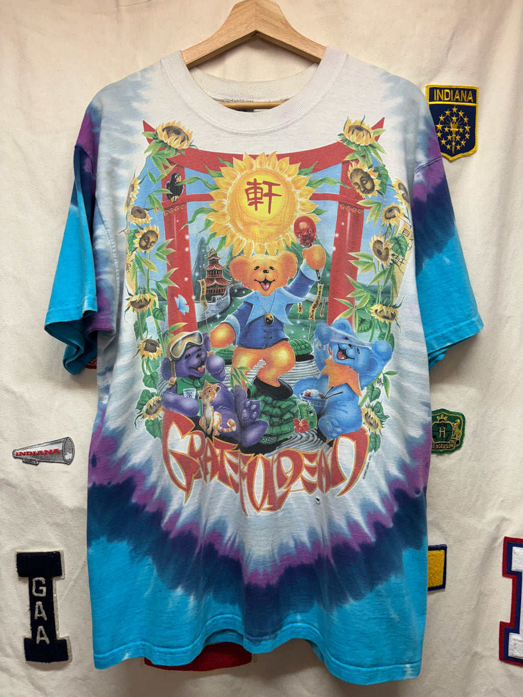 Vtg Grateful Dead China Rider Tie-Dye Liquid Blue T-Shirt: XL