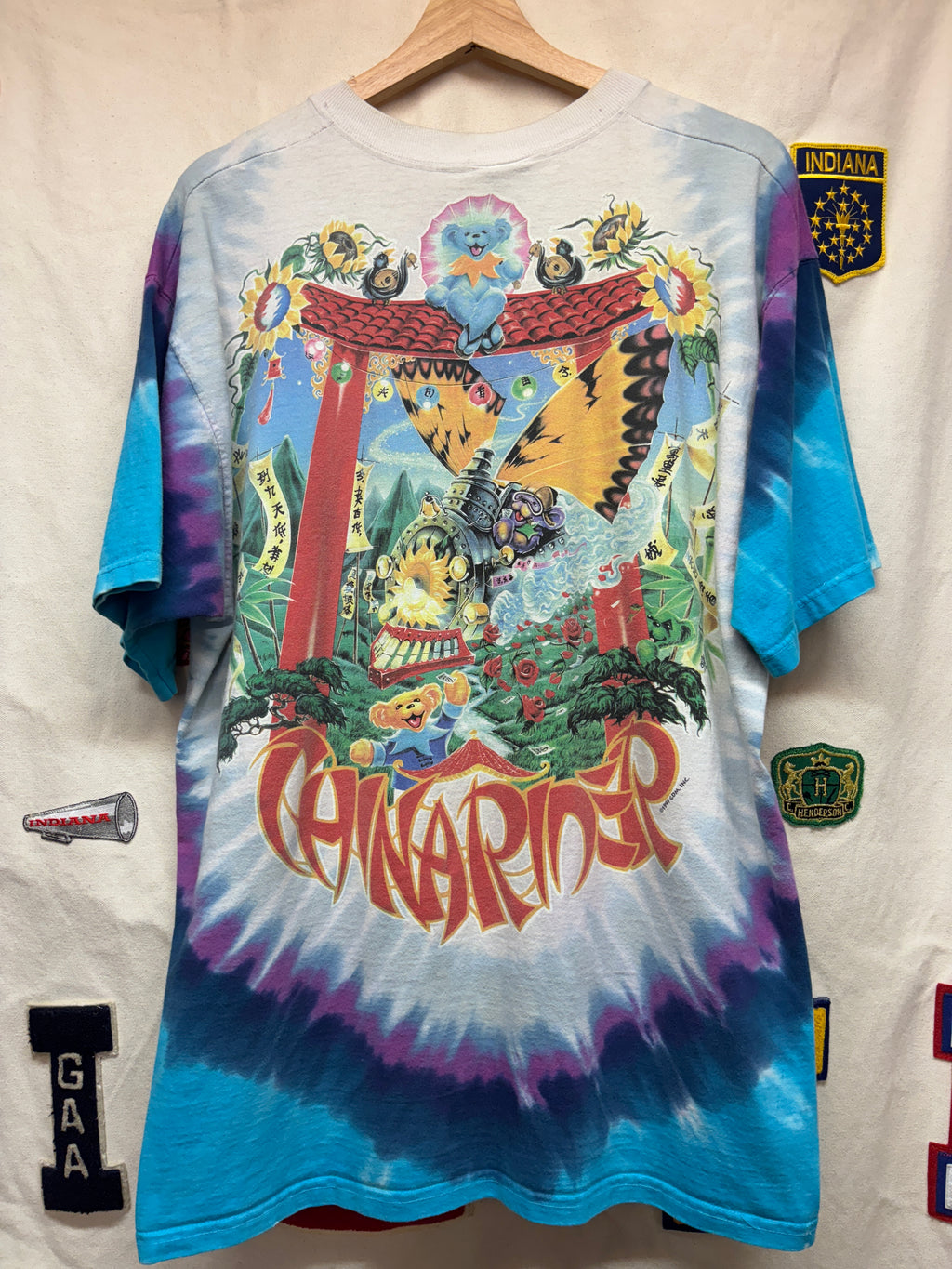 Vtg Grateful Dead China Rider Tie-Dye Liquid Blue T-Shirt: XL