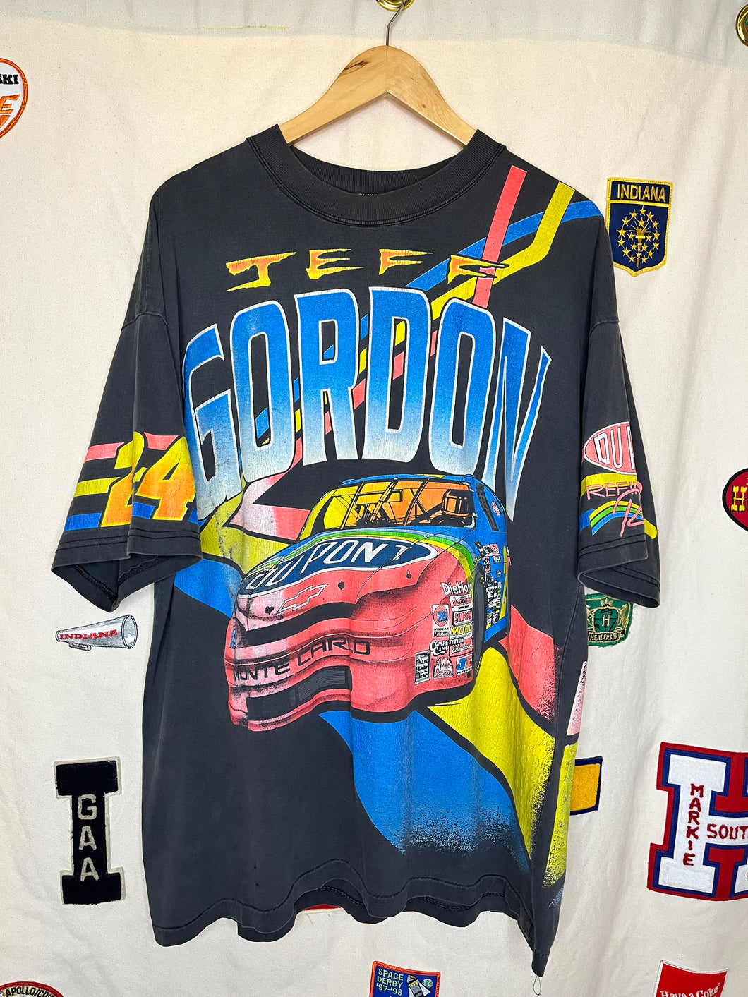 Vintage Jeff Gordon Smokin' The Competition Faded All Over Print Nascar T-Shirt: XL