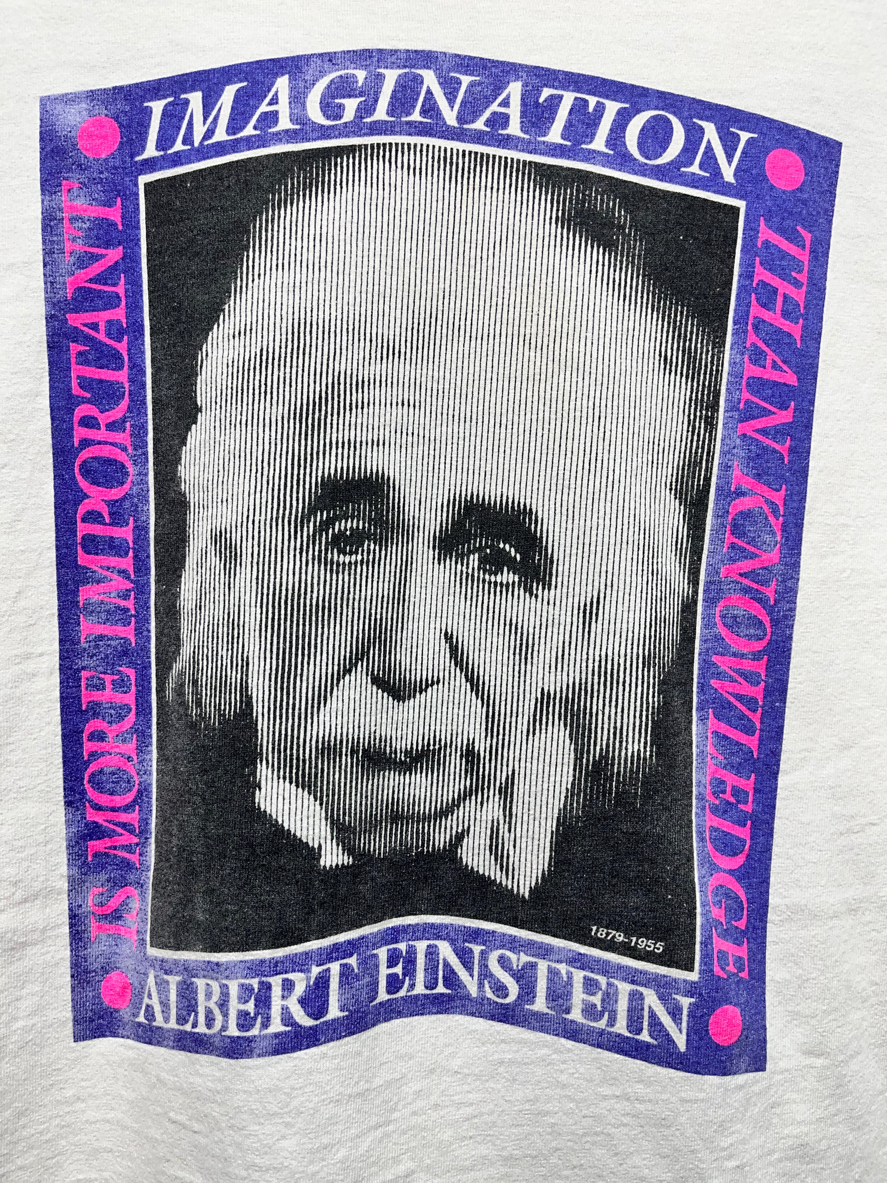 Vtg Albert Einstein Imagination Memorial White T-shirt XXL