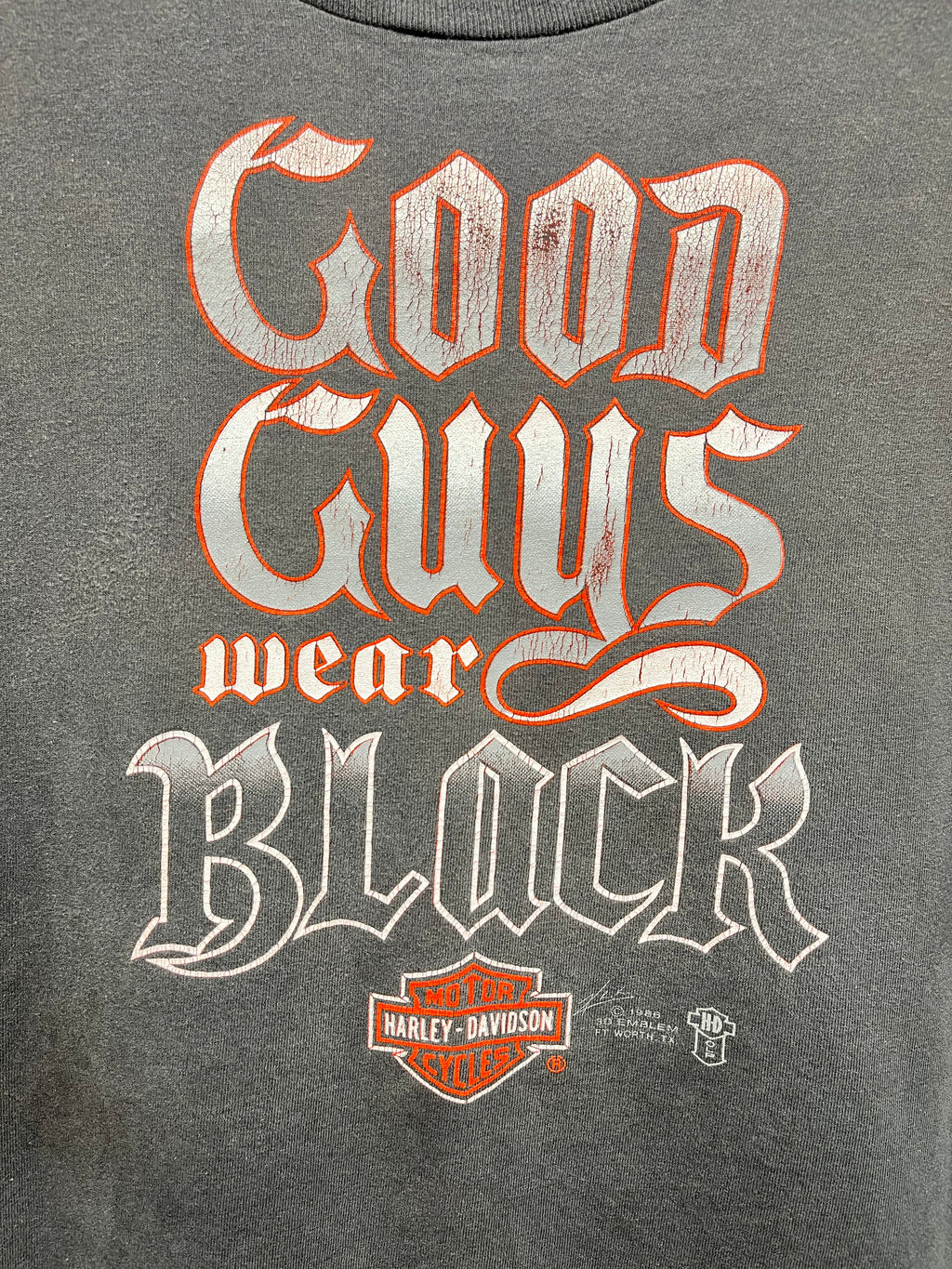 Vtg 1986 Harley Davidson Good Guys Wear Black 3D Emblem Montana Black 3D Emblem