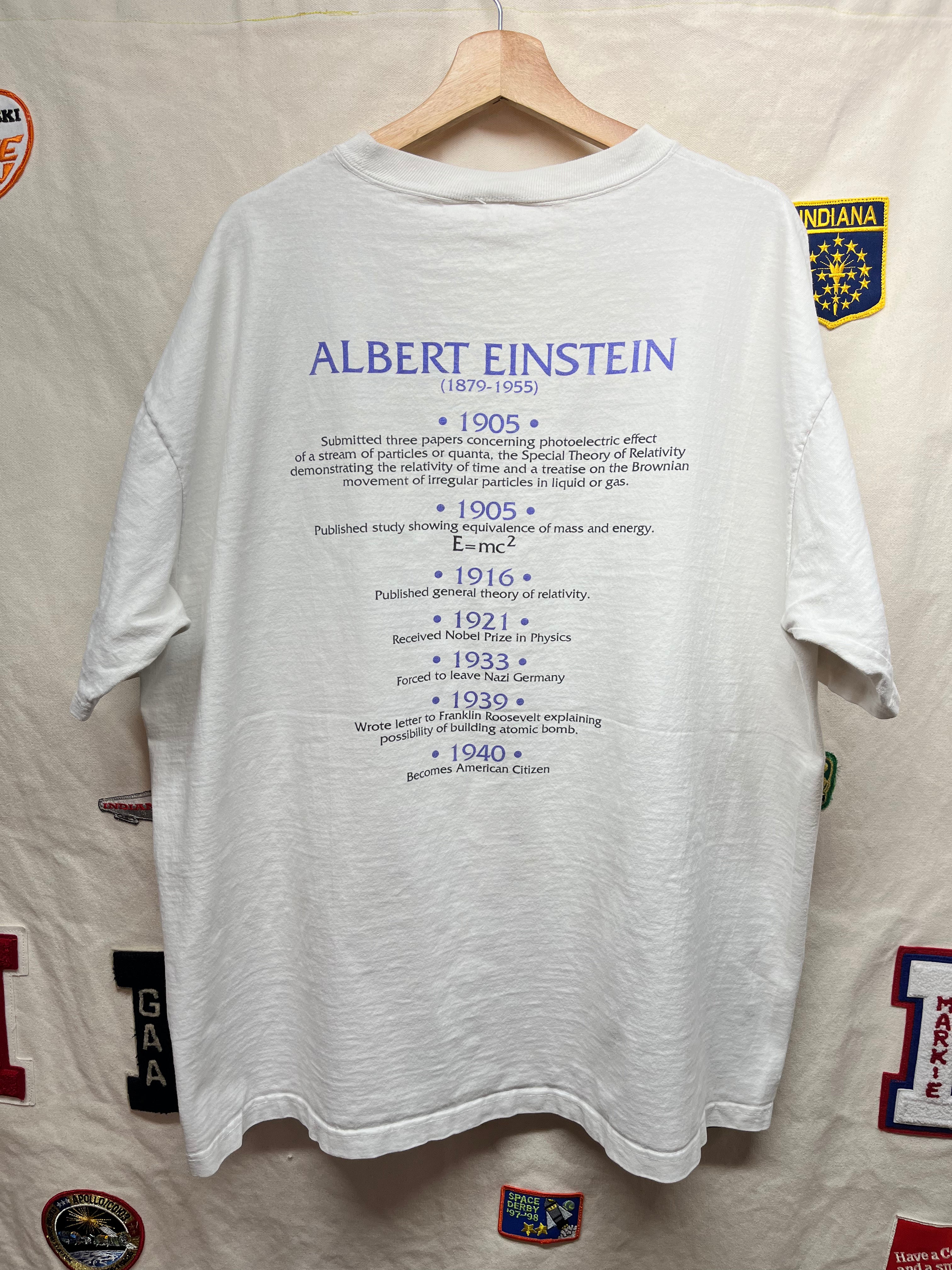 Vtg Albert Einstein Imagination Memorial White T-shirt XXL