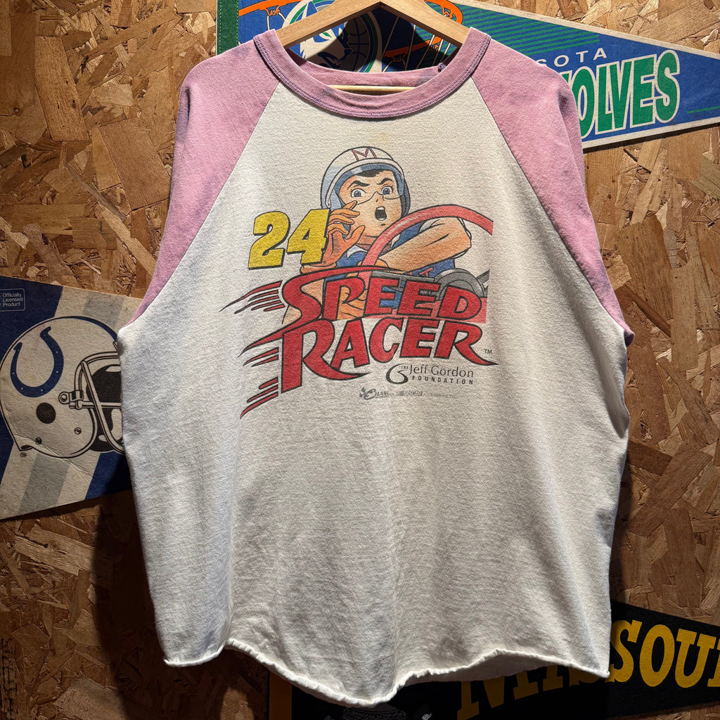 Vintage 2008 Single Stitch Speed Racer Quarter Sleeve T-Shirt: XL