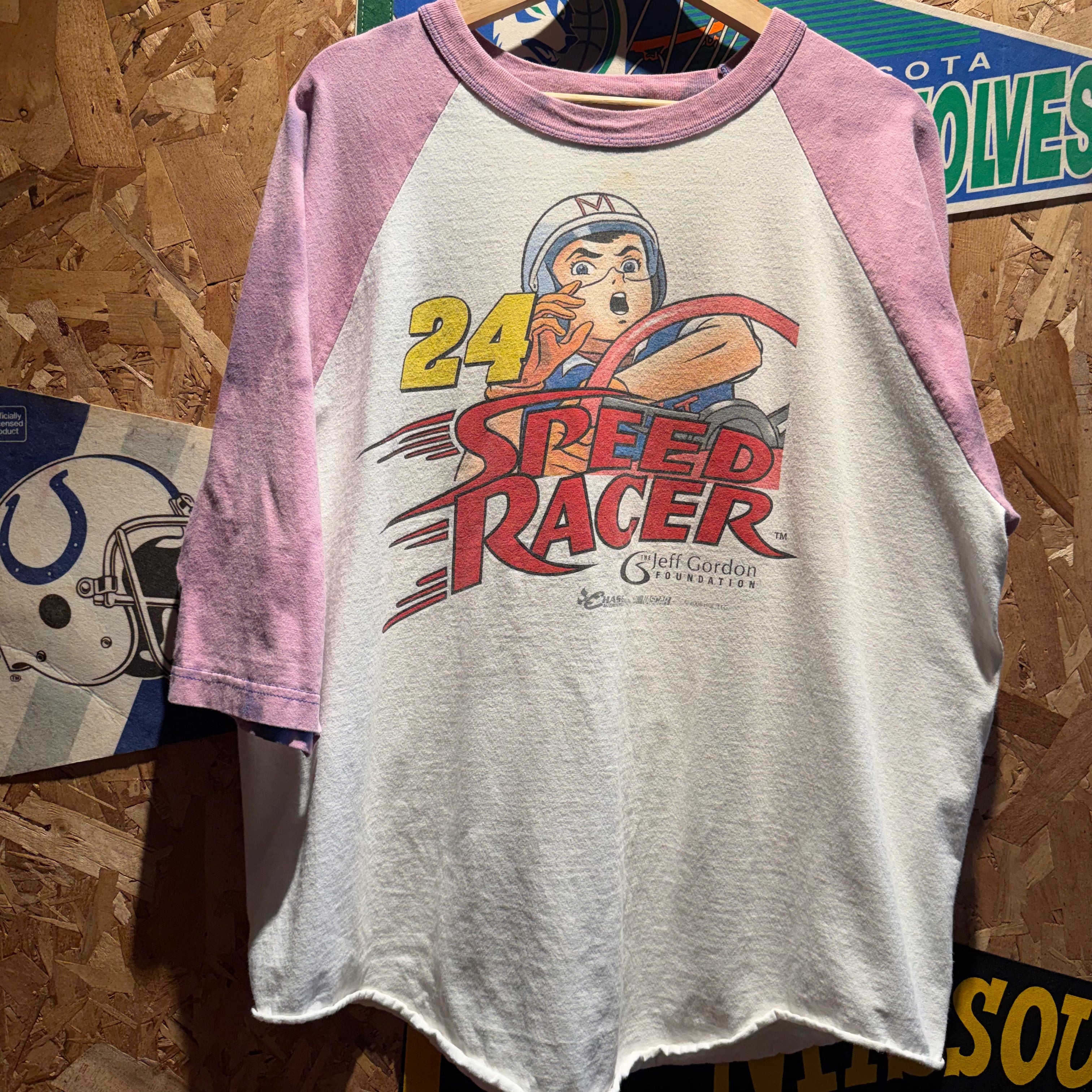 Vintage 2008 Single Stitch Speed Racer Quarter Sleeve T-Shirt: XL