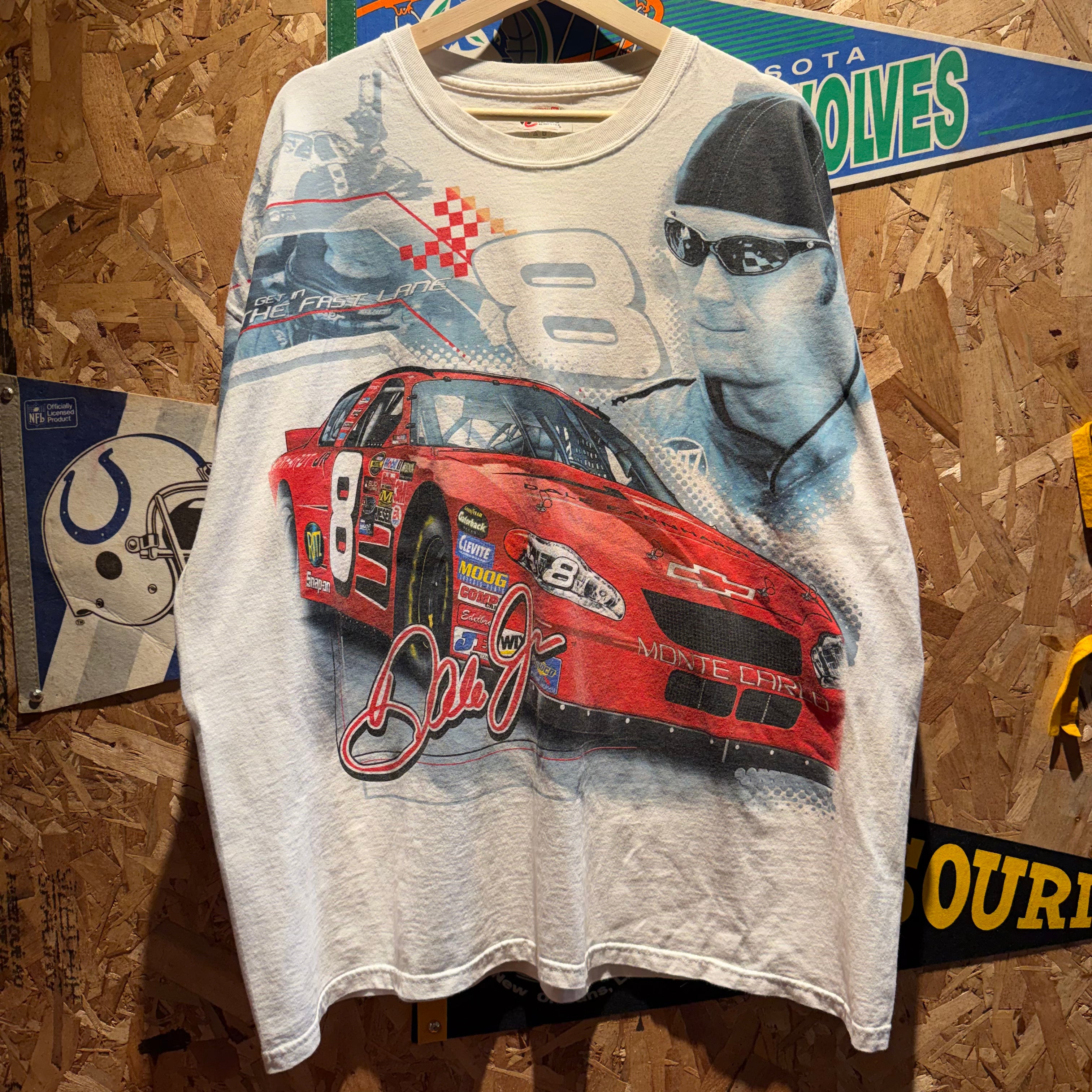 Vintage NASCAR Dale Earnhardt Jr All Over Graphic T-Shirt: XL