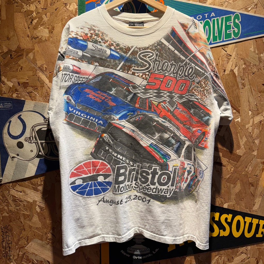 Vintage 2001 Sharpie500 Bristol Motor Speedway All Over Graphic T-Shirt: M
