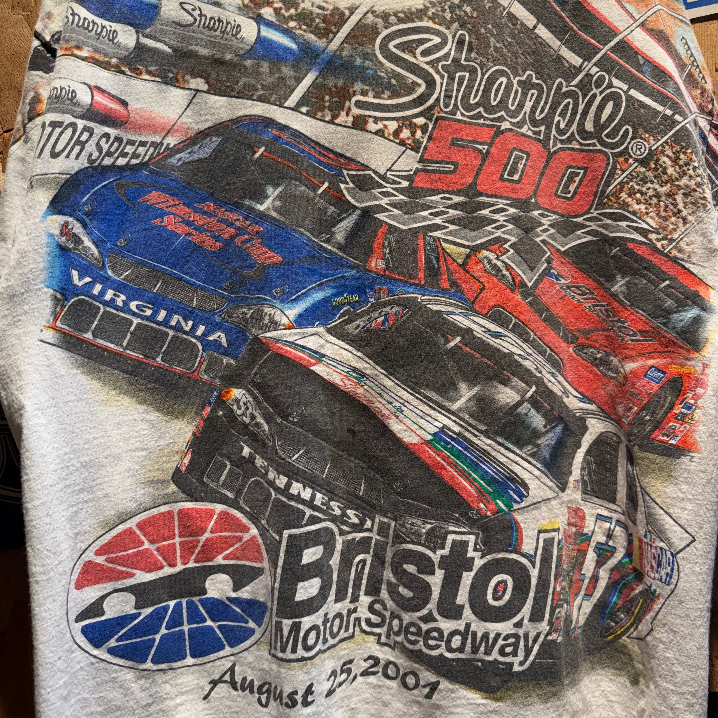Vintage 2001 Sharpie500 Bristol Motor Speedway All Over Graphic T-Shirt: M