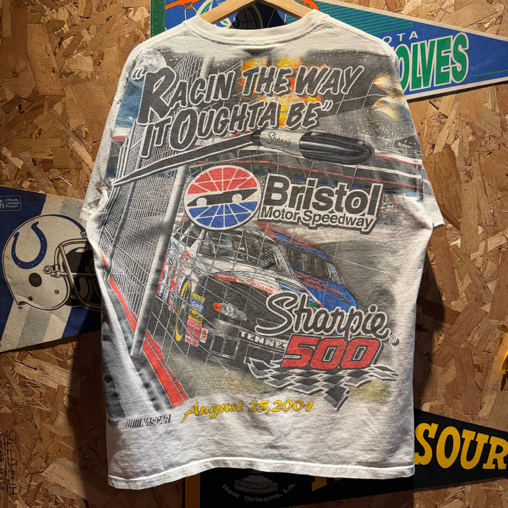 Vintage 2001 Sharpie500 Bristol Motor Speedway All Over Graphic T-Shirt: M