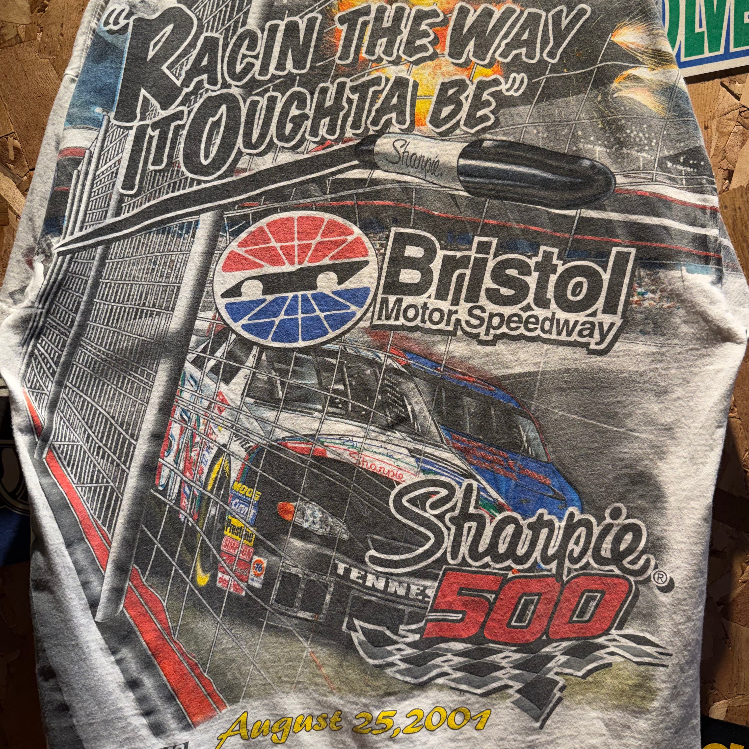 Vintage 2001 Sharpie500 Bristol Motor Speedway All Over Graphic T-Shirt: M
