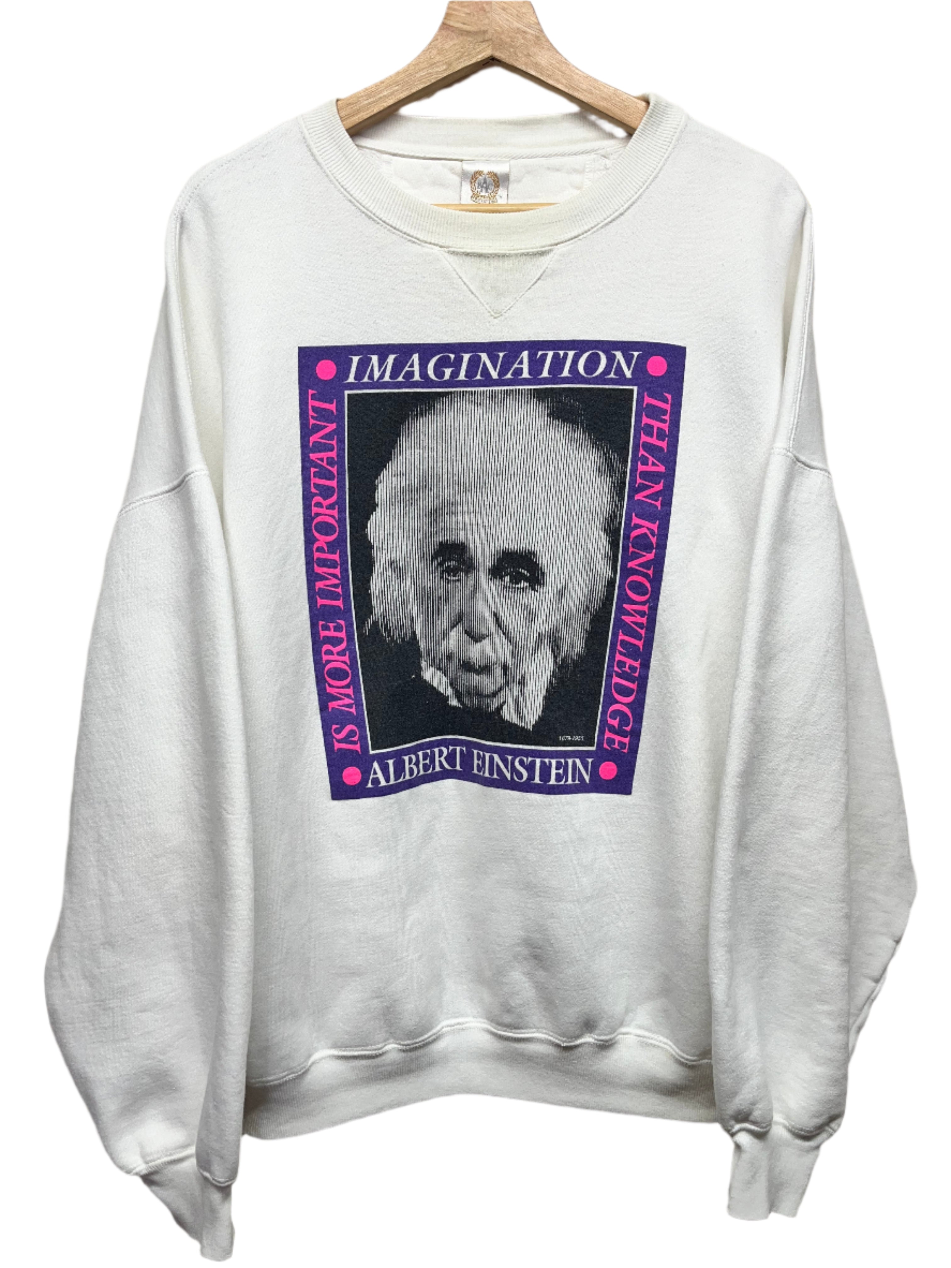 Vtg Albert Einstein Memorial Imagination Crewneck White BAC Sweatshirt XL