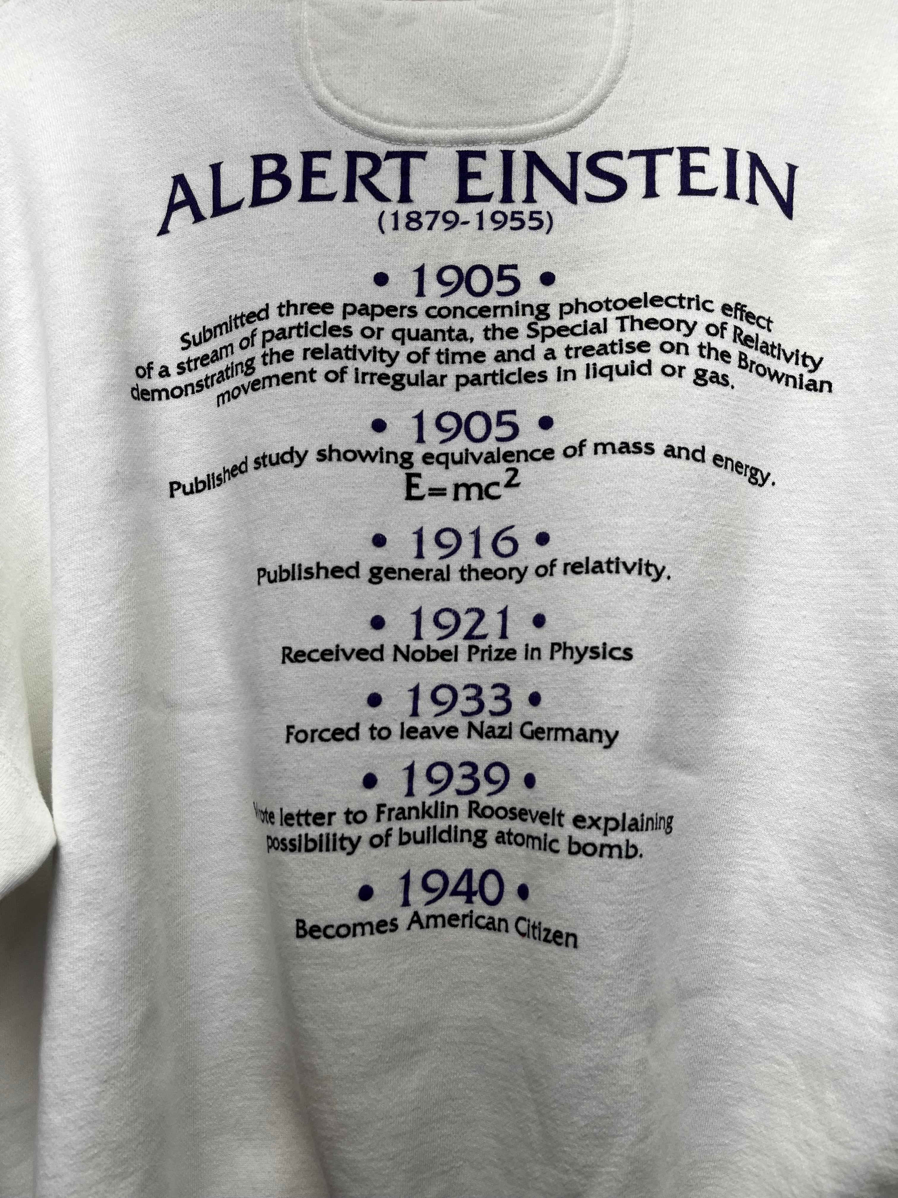 Vtg Albert Einstein Memorial Imagination Crewneck White BAC Sweatshirt XL