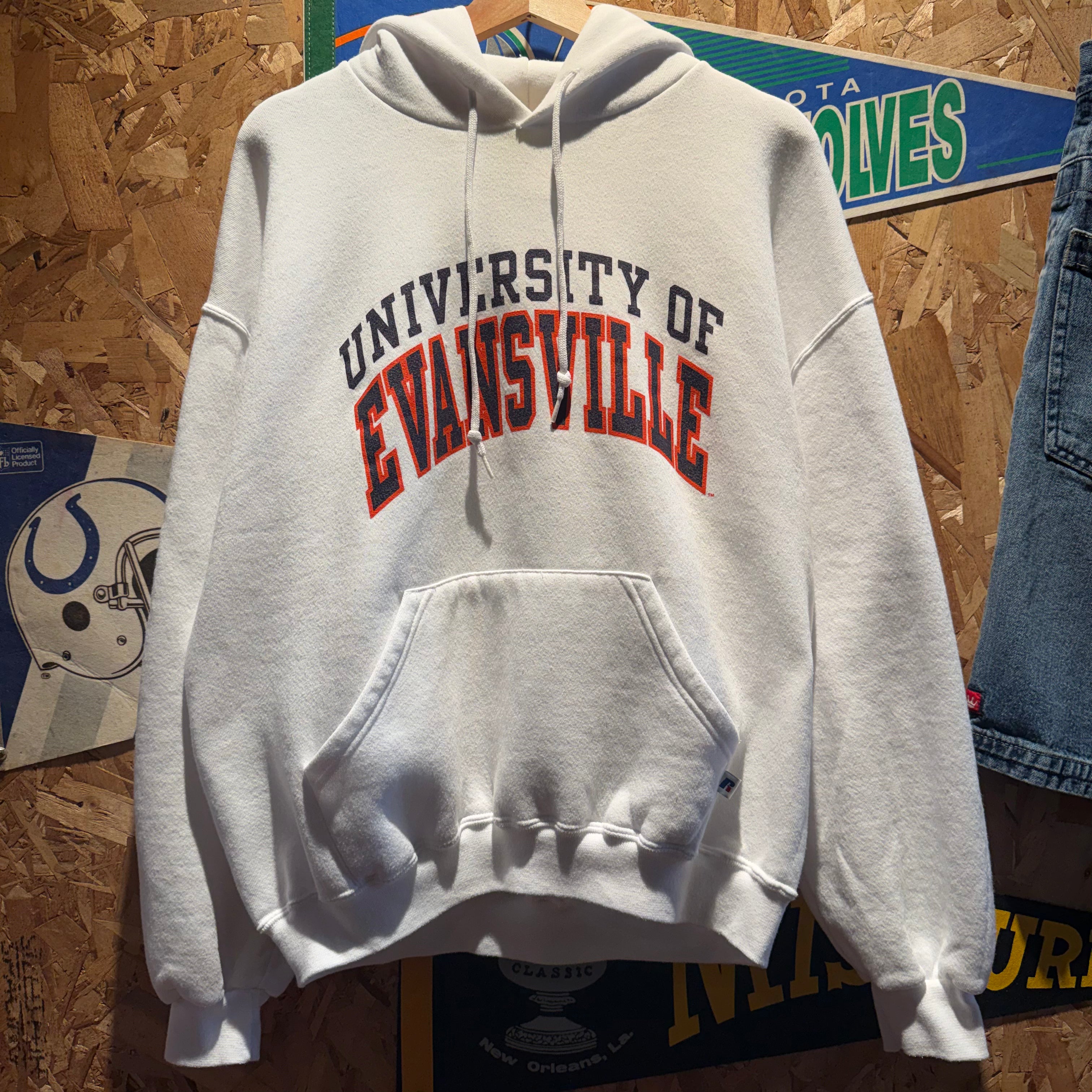 Vintage Russel Athletic University of Evansville Hoodie: Large