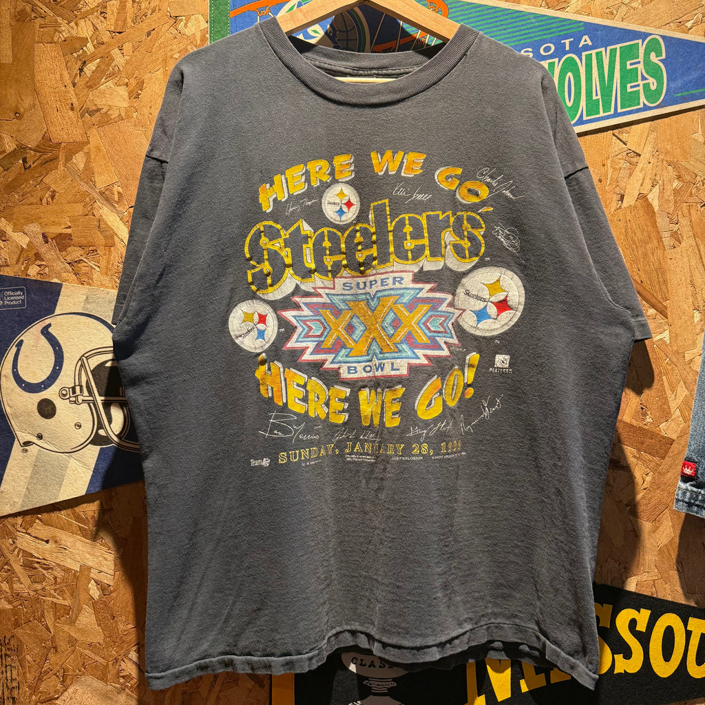 Vintage 1996 NFL Pittsburgh Steelers Super Bowl T-Shirt: XL