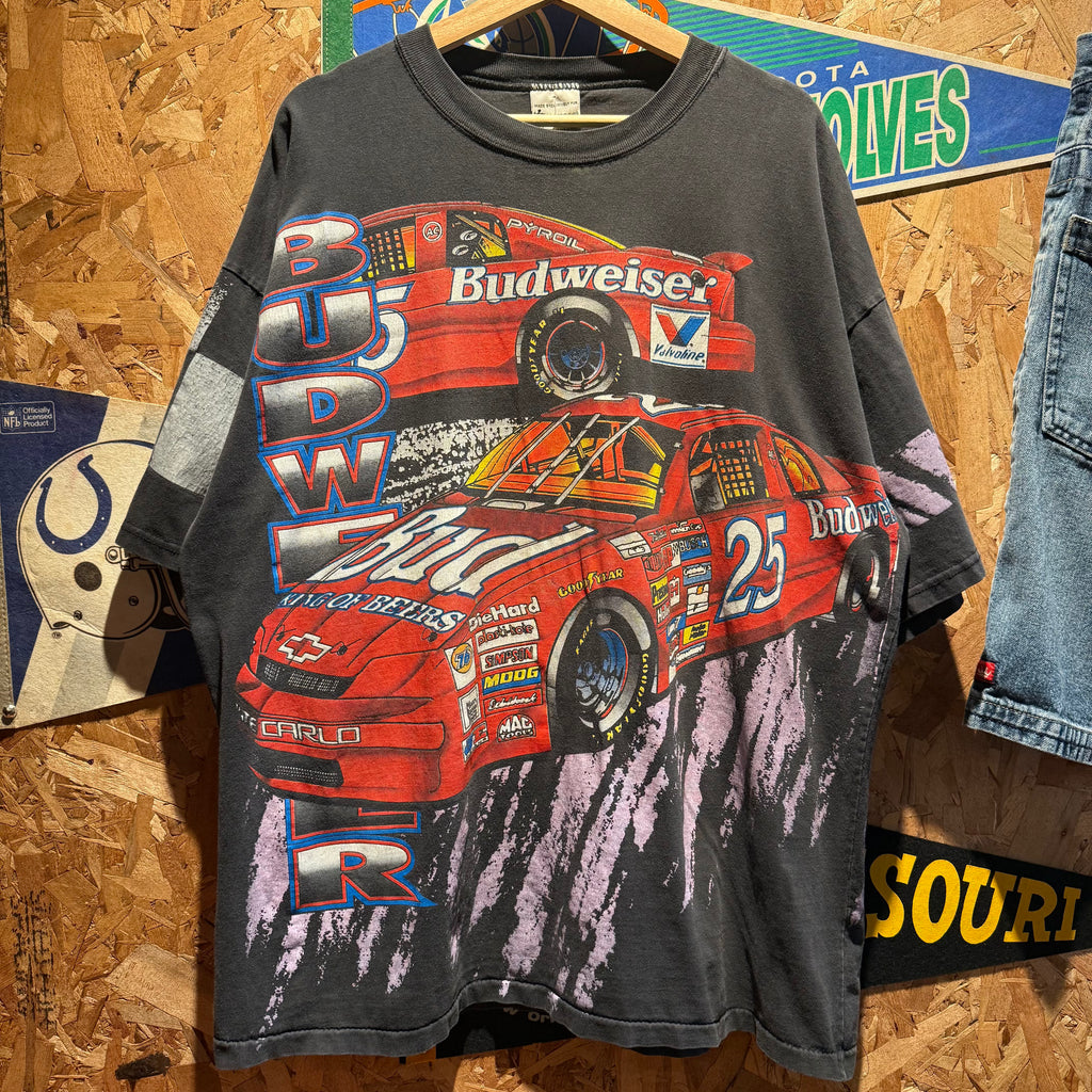 Vintage NASCAR Motorsport Tradition Budweiser All Over Print T-Shirt: XXL