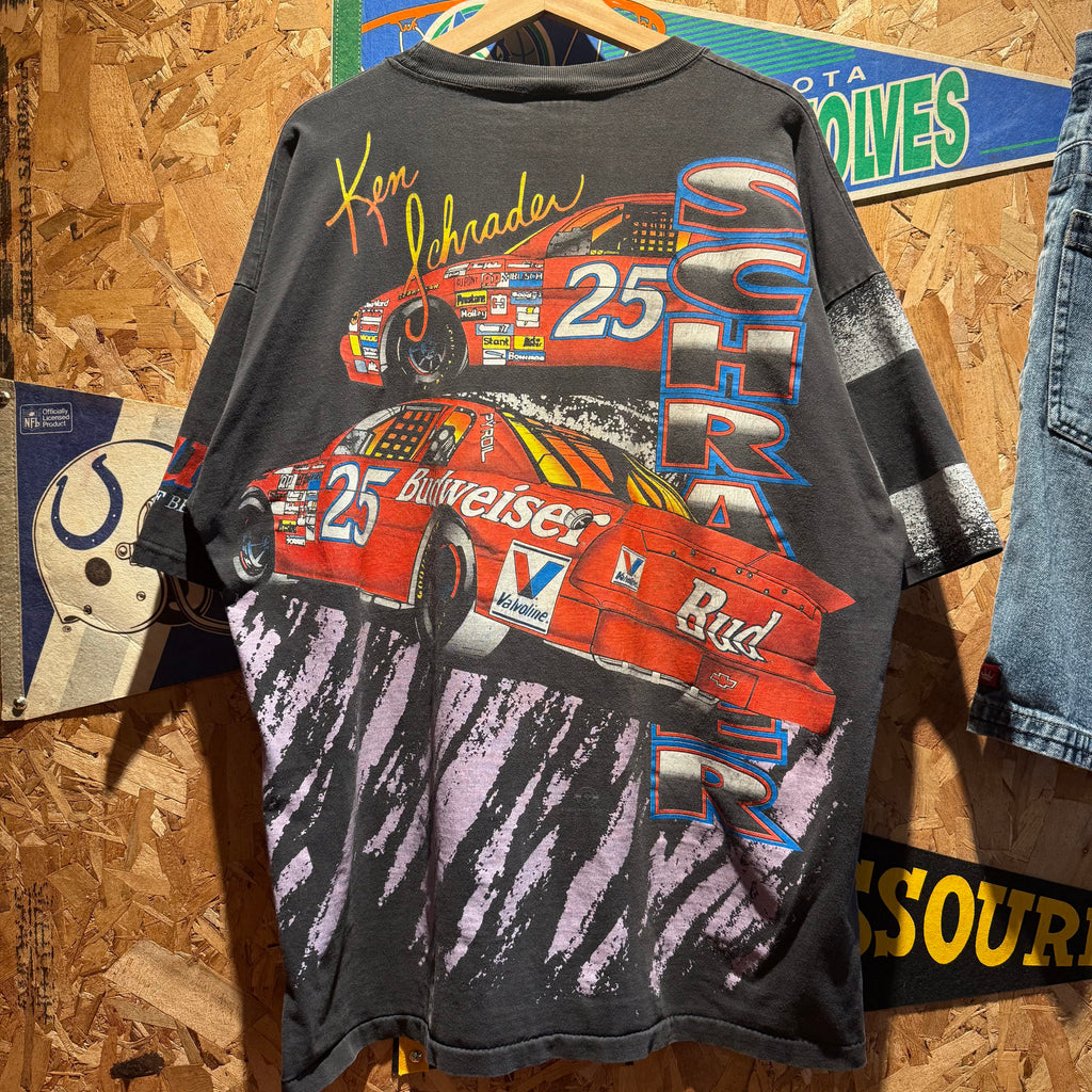 Vintage NASCAR Motorsport Tradition Budweiser All Over Print T-Shirt: XXL