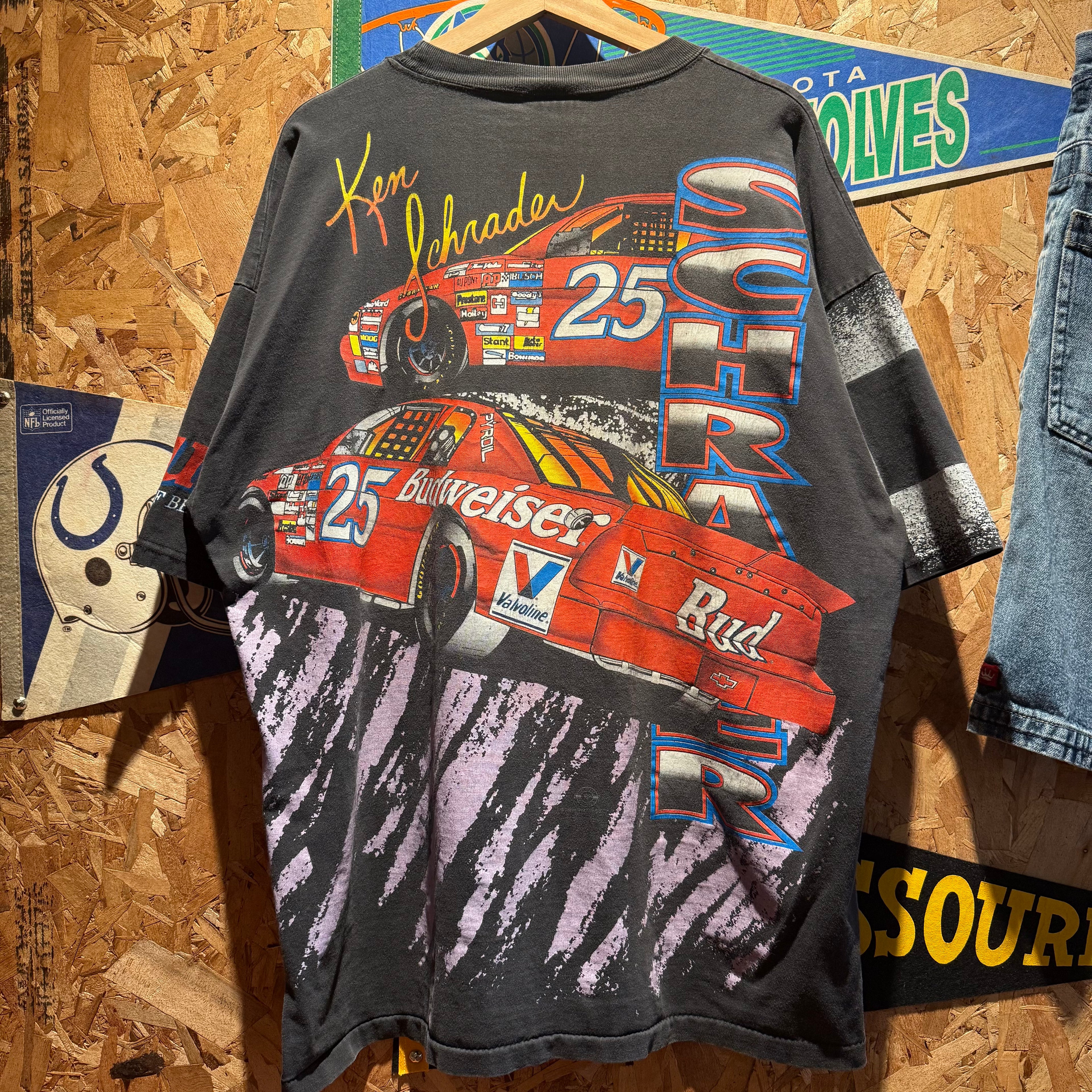 Vintage NASCAR Motorsport Tradition Budweiser All Over Print T-Shirt: XXL