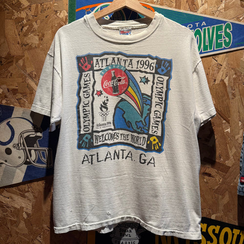 Vintage 1996 Atlanta Olympics Coca-Cola Graphic T-Shirt: Large