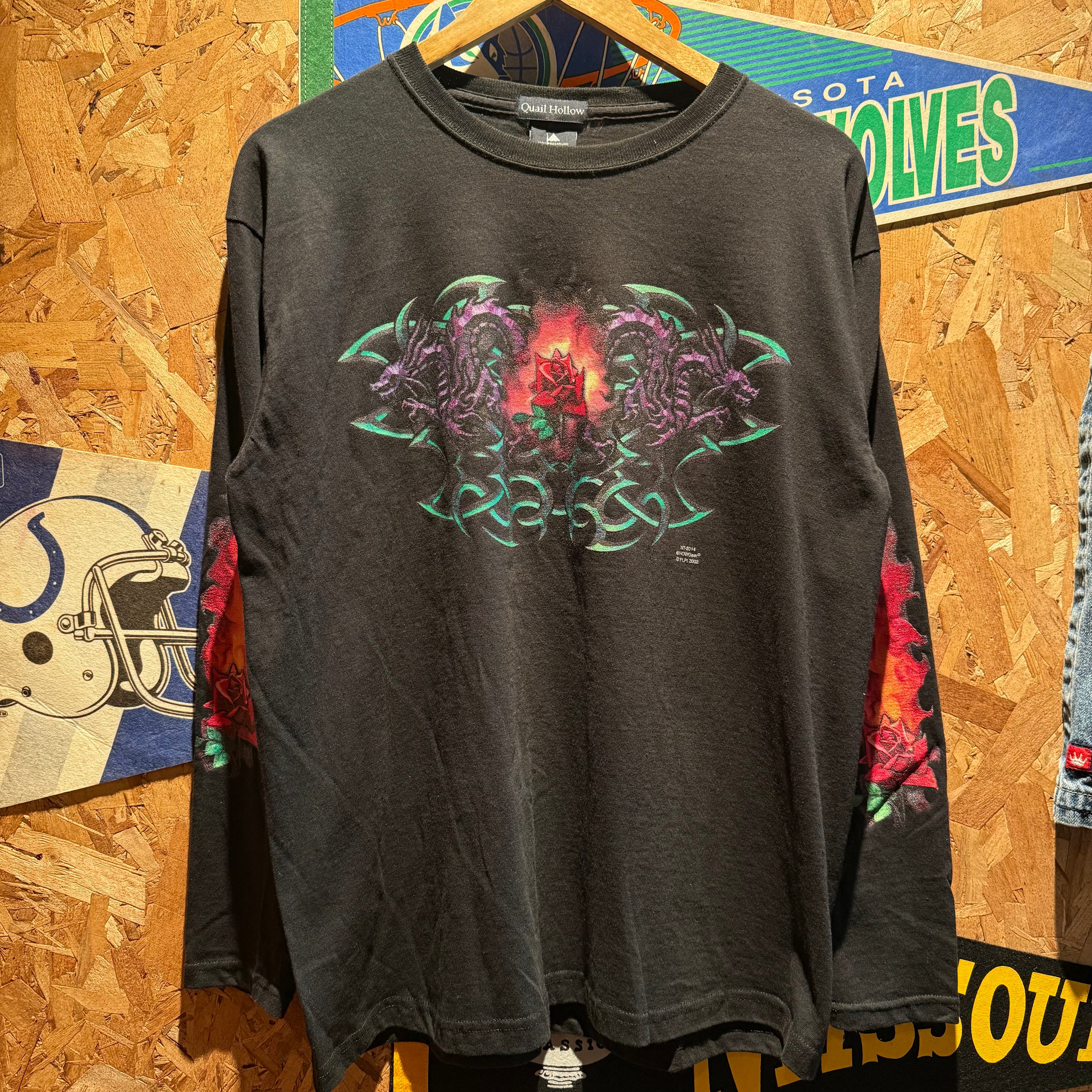 Vintage Y2K Quail Hollow Dragon Graphic Long Sleeve Shirt: Large