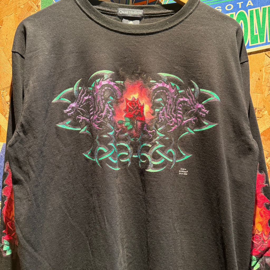 Vintage Y2K Quail Hollow Dragon Graphic Long Sleeve Shirt: Large