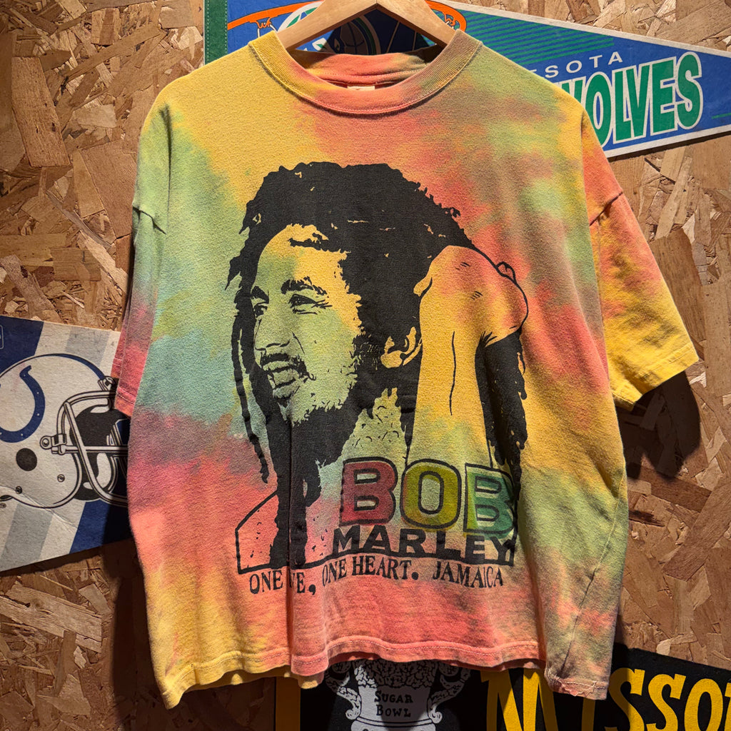 Vintage Tie Dye Bob Marley Single Stitch Graphic T-Shirt: XL