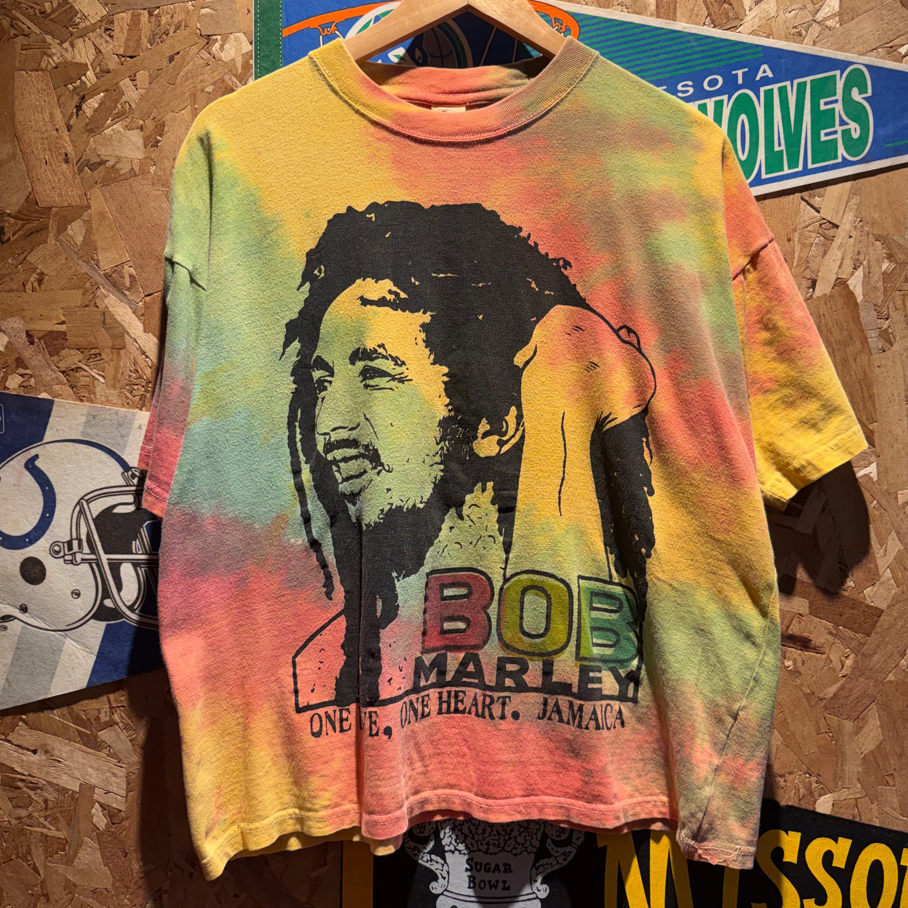 Vintage Tie Dye Bob Marley Single Stitch Graphic T-Shirt: XL