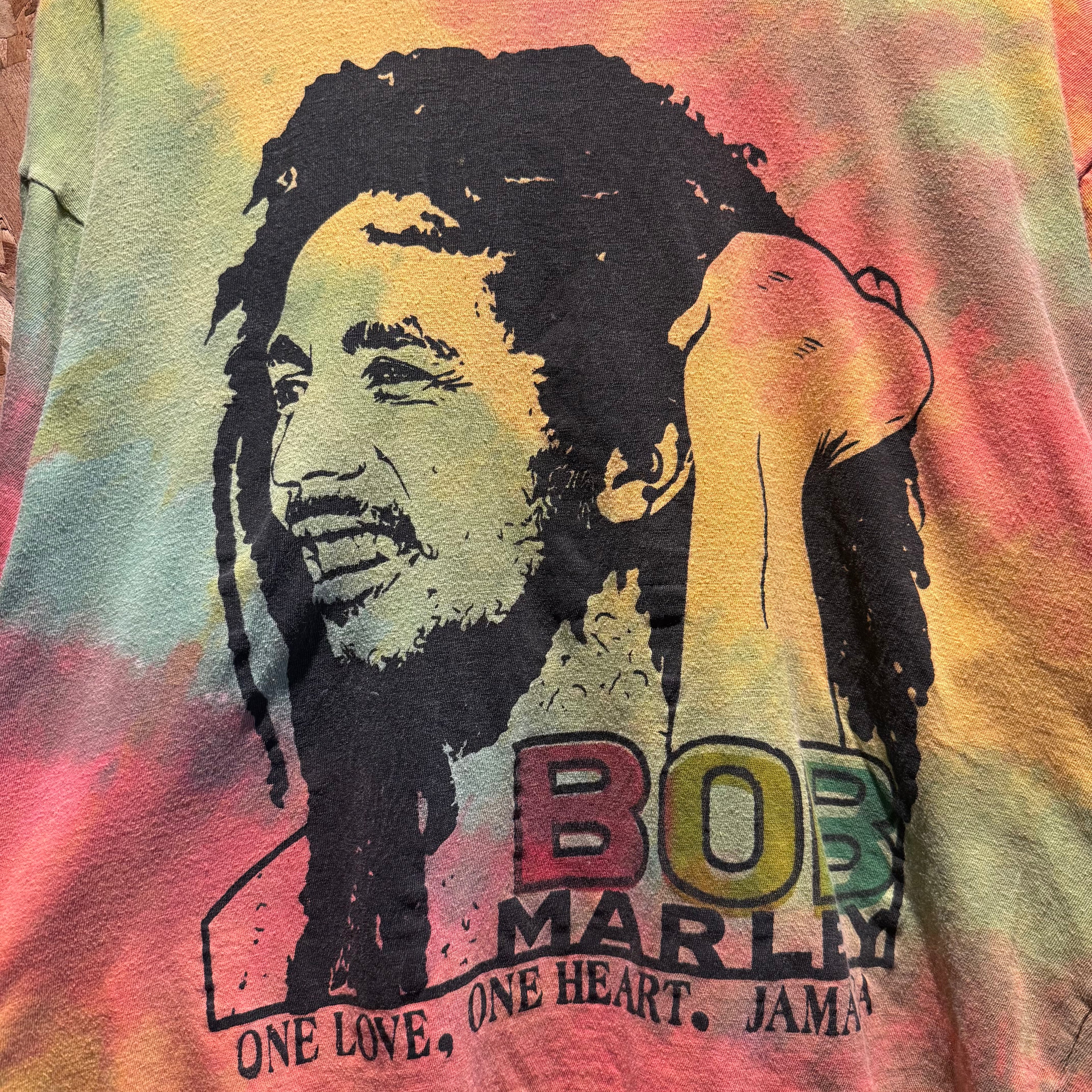 Vintage Tie Dye Bob Marley Single Stitch Graphic T-Shirt: XL