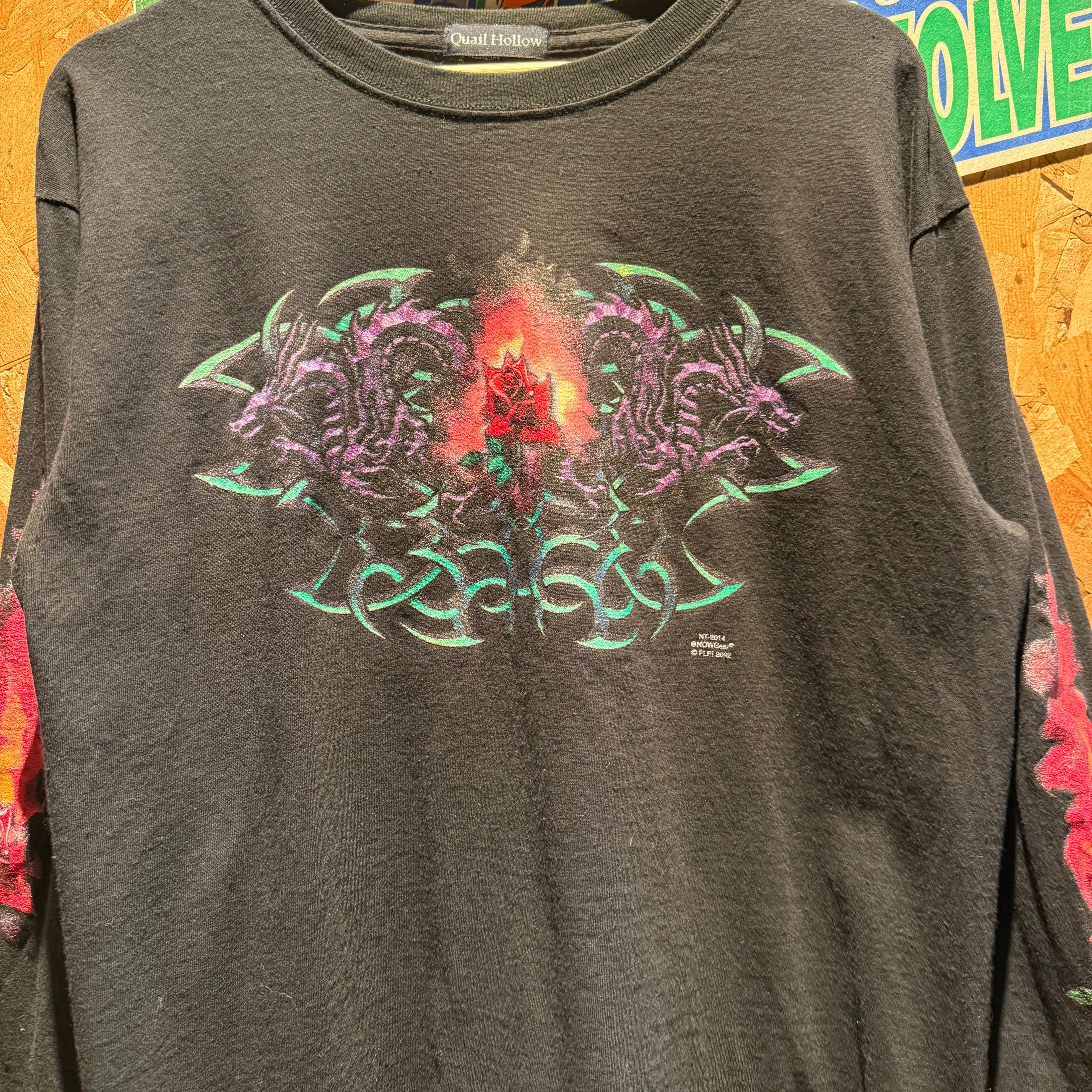 Vintage Y2K Quail Hollow Dragon Graphic Long Sleeve Shirt: Large