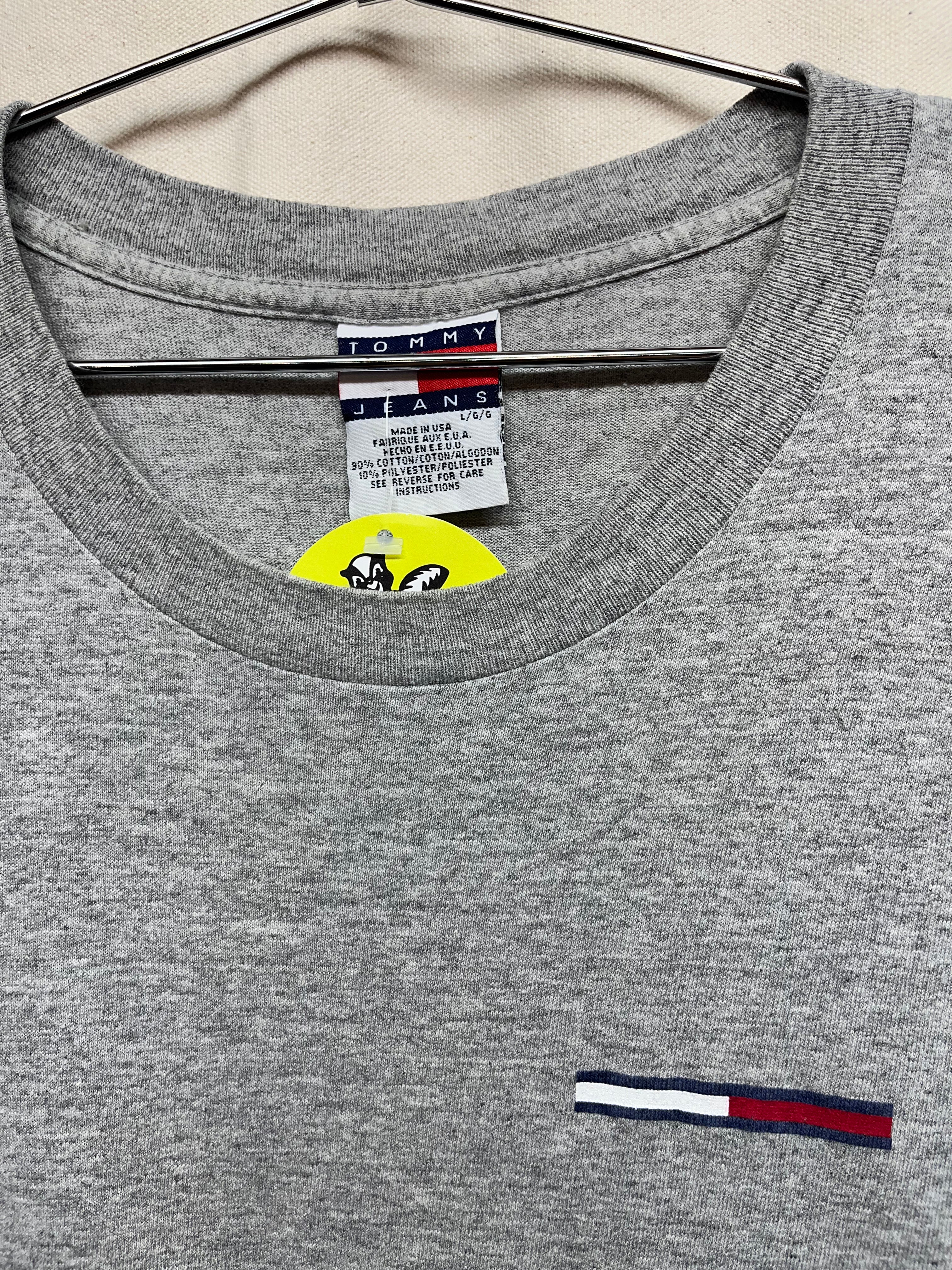 Vtg Tommy Hilfiger Jeans Golf Caddy Grey 90's T-Shirt Large