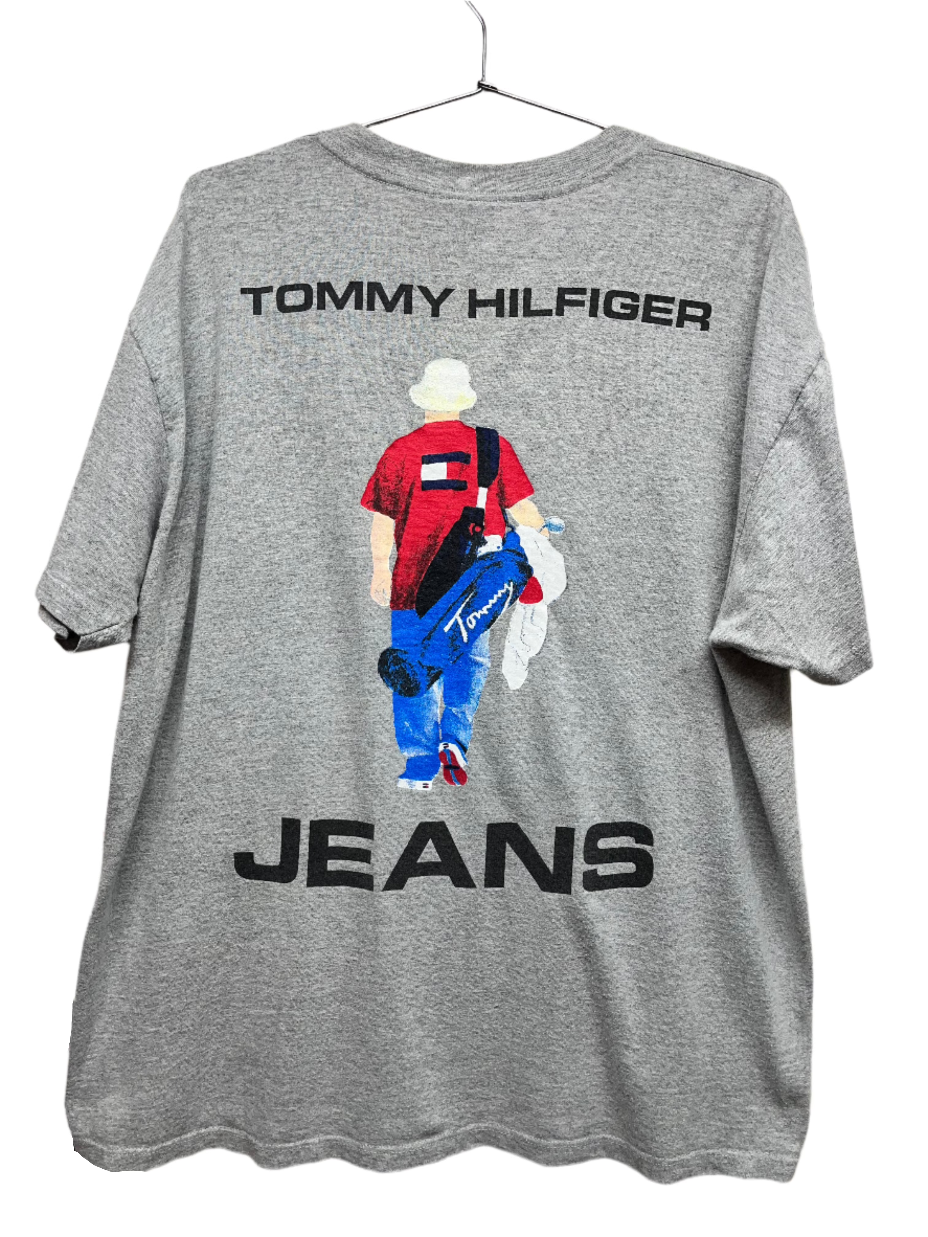 Vtg Tommy Hilfiger Jeans Golf Caddy Grey 90's T-Shirt Large