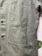 Load image into Gallery viewer, Vtg Military Herringbone Twill Stamped Field Three Pocket Large Jacket

