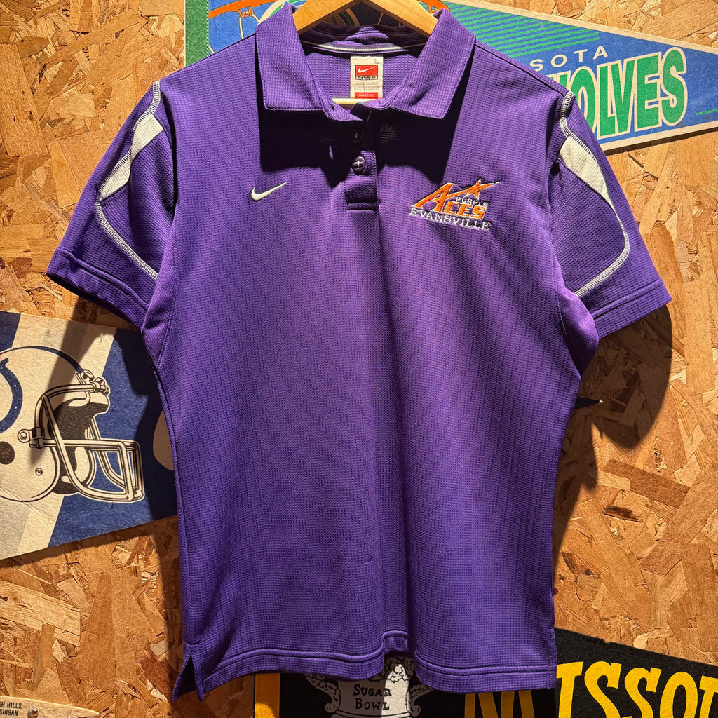 Vintage Nike University of Evansville Purple Aces Polo Shirt: Youth L