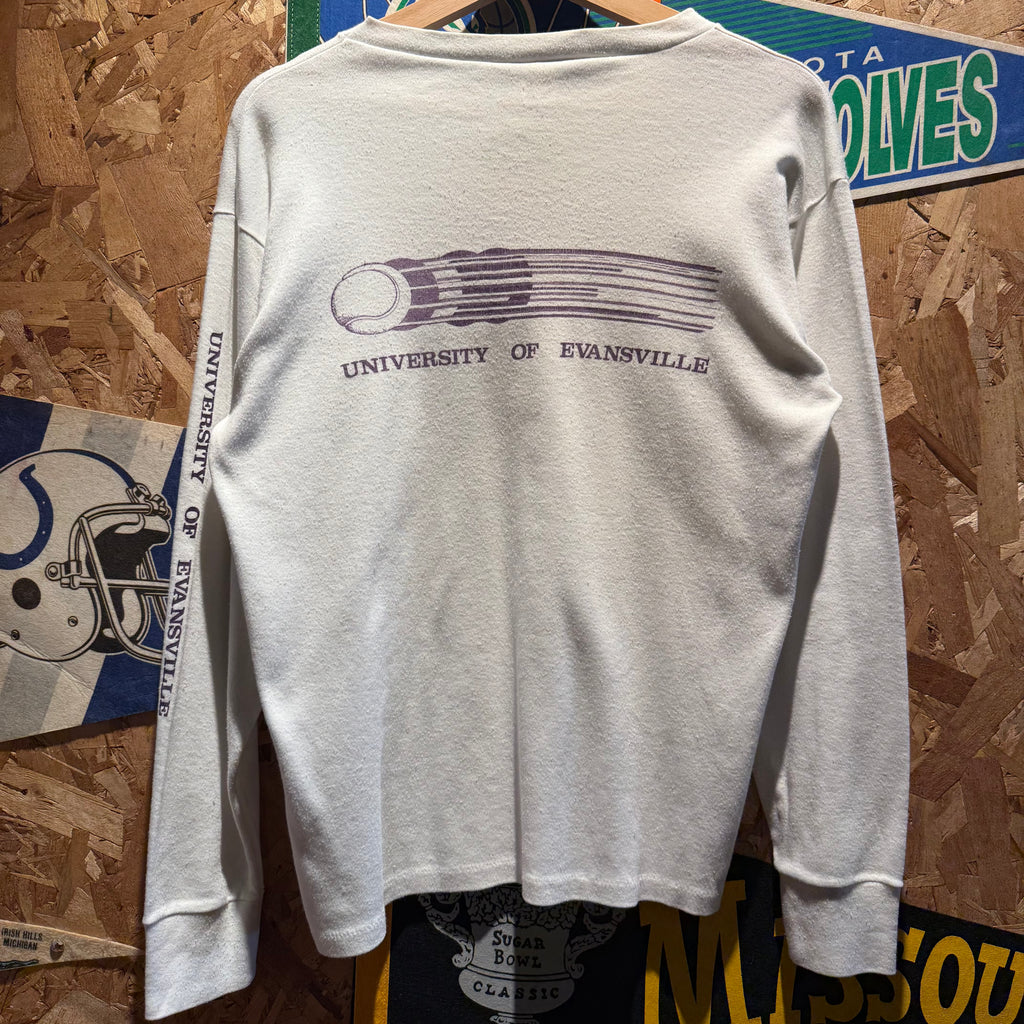 Vintage University of Evansville Baseball Graphic Long Sleeve T-Shirt: M