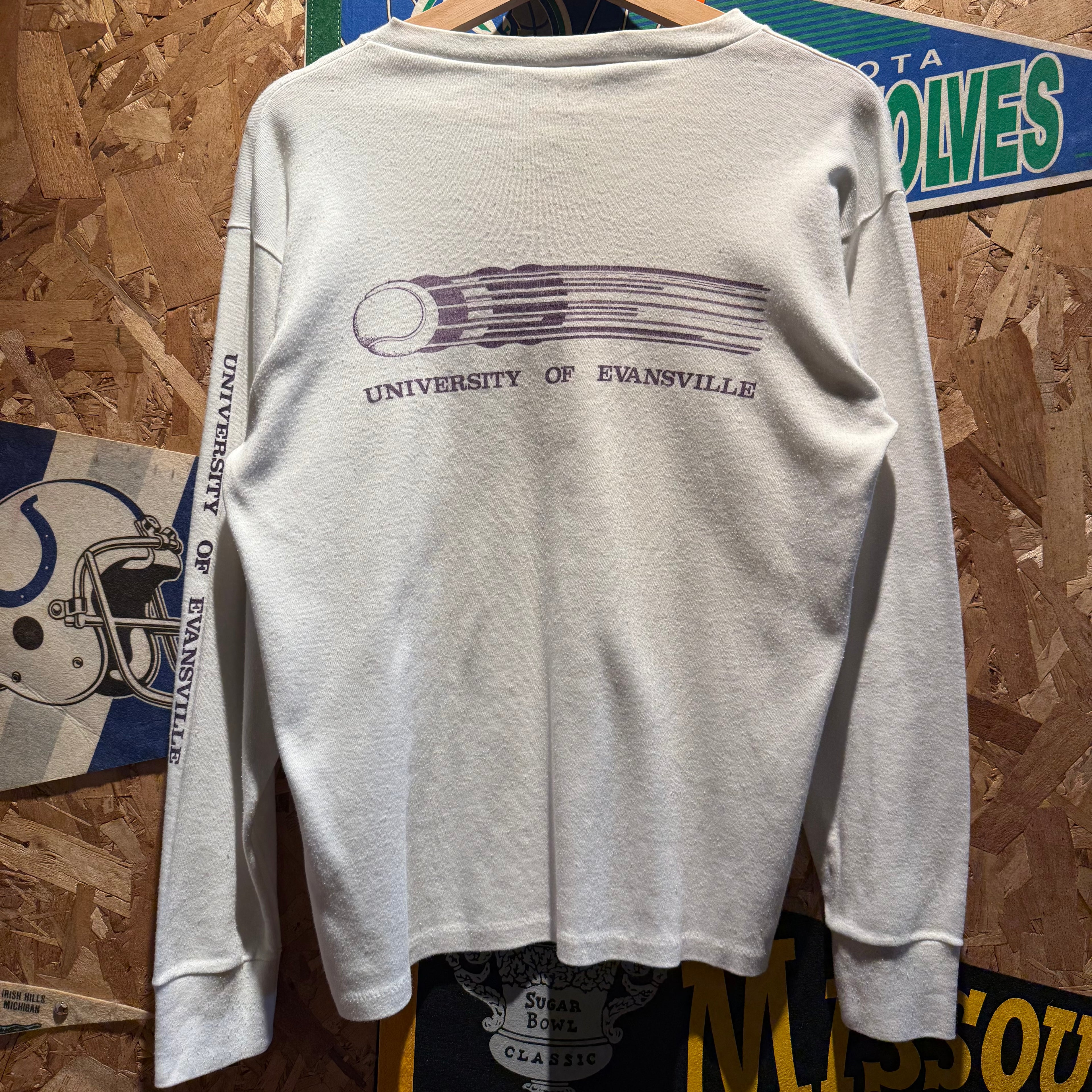 Vintage University of Evansville Baseball Graphic Long Sleeve T-Shirt: M