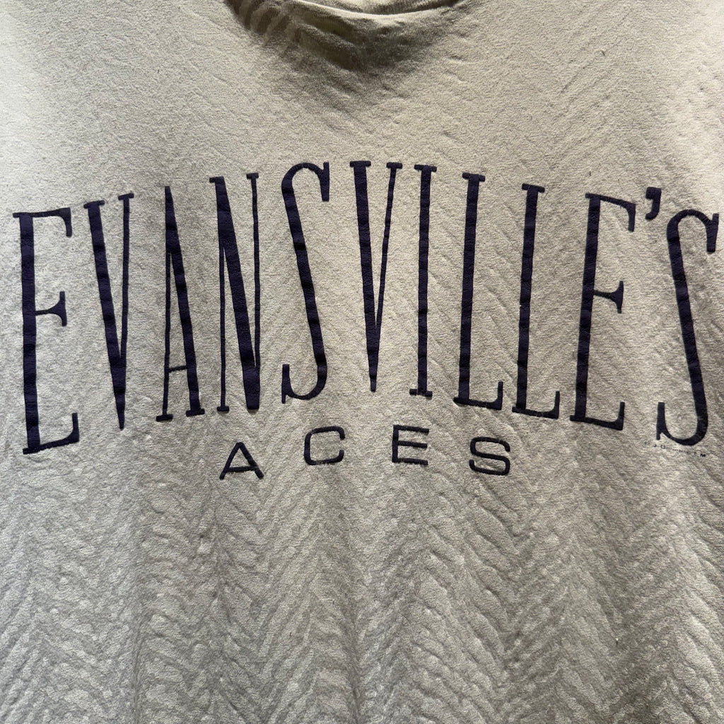 Vintage University of Evansville Purple Aces All Over Graphic T-Shirt: XL