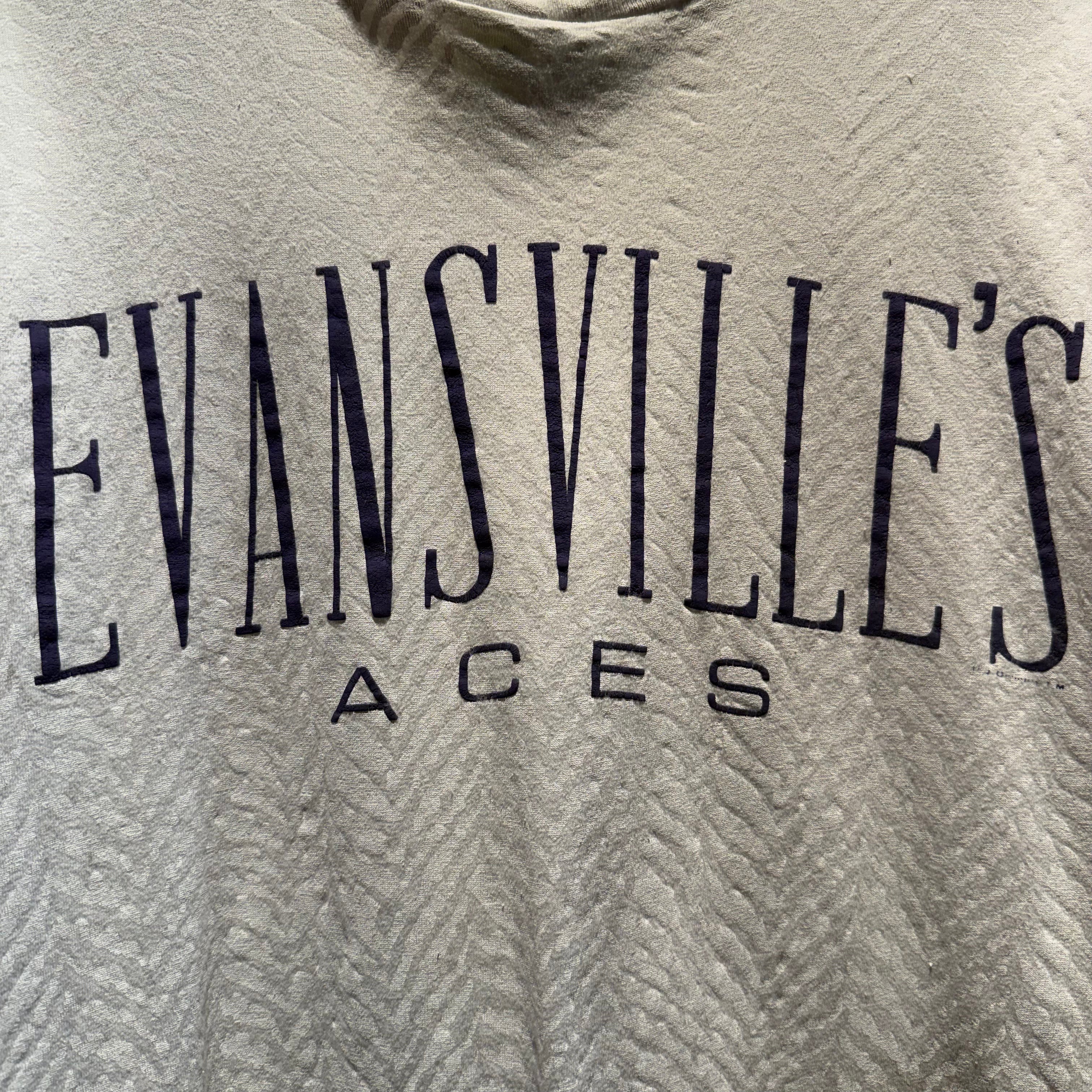 Vintage University of Evansville Purple Aces All Over Graphic T-Shirt: XL