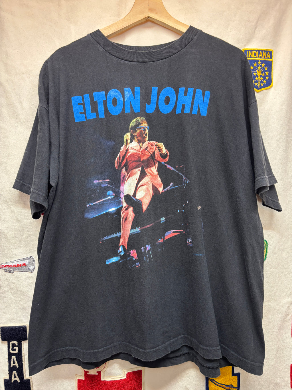 Vintage Elton John Concert 90's Tour Danish Black T-Shirt: XL