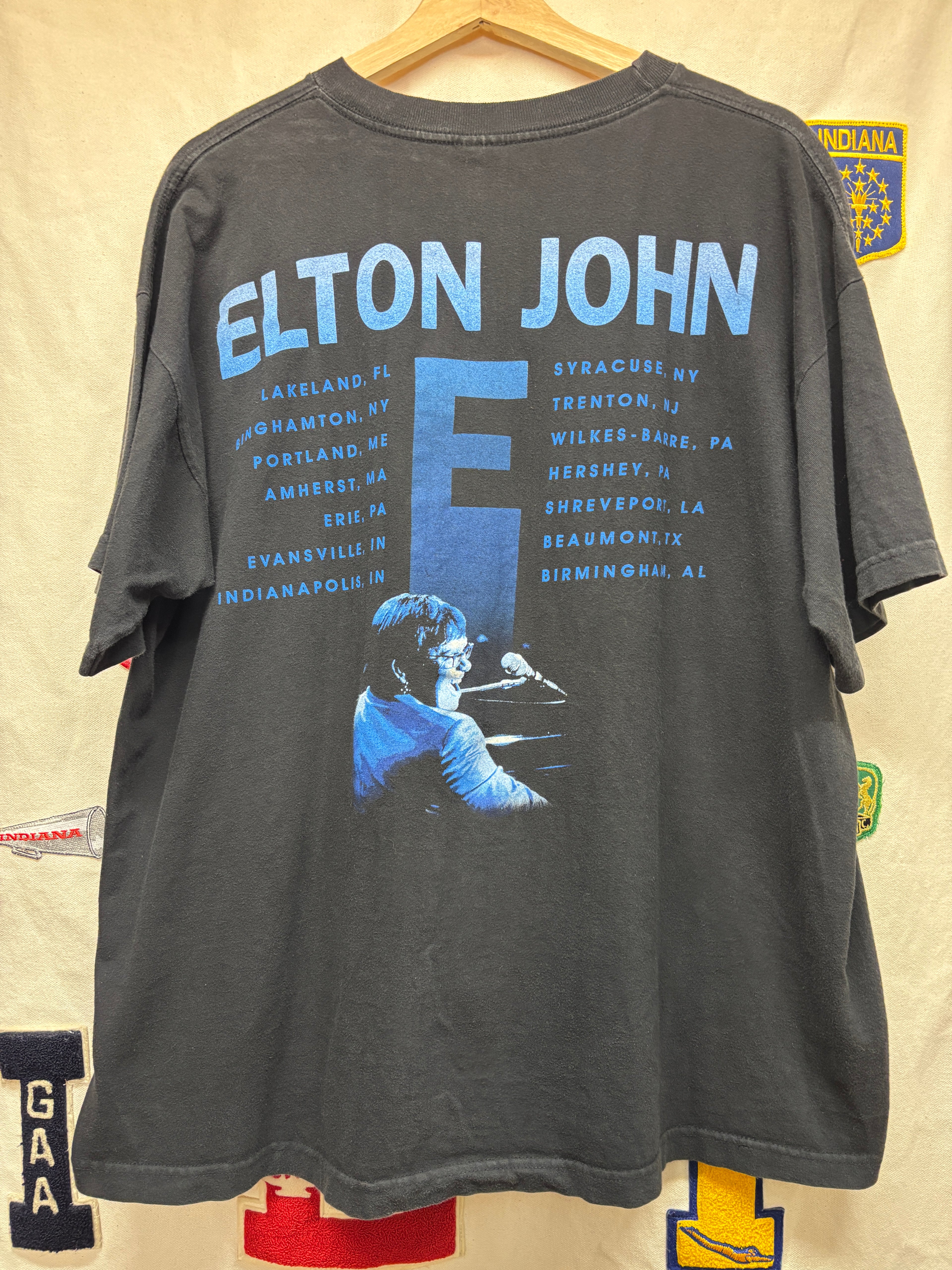 Vintage Elton John Concert 90's Tour Danish Black T-Shirt: XL