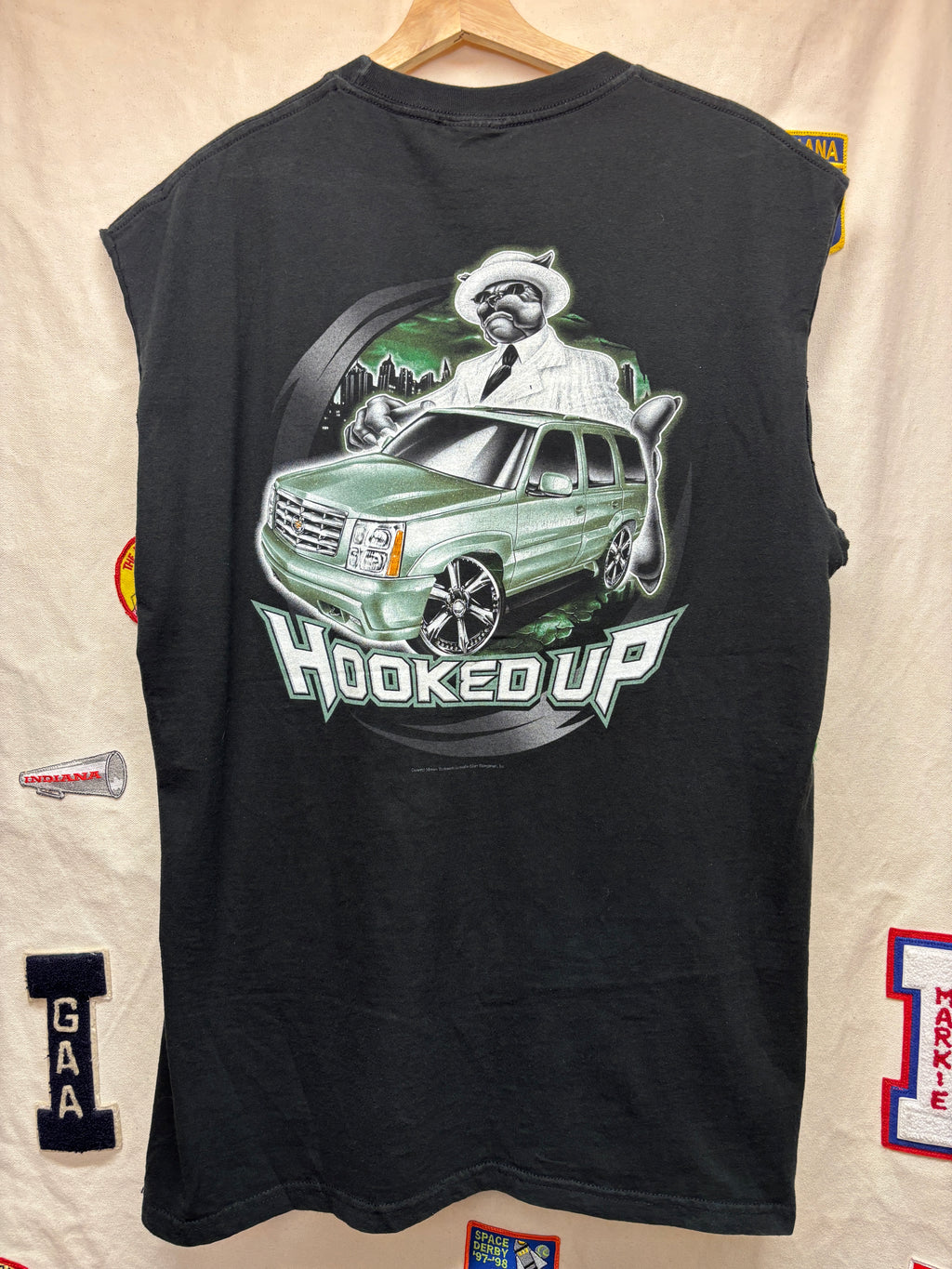 Vintage Roll Out Hooked Up ODM Cadillac Escalade Rollin Hard Cut Off T-Shirt: XL
