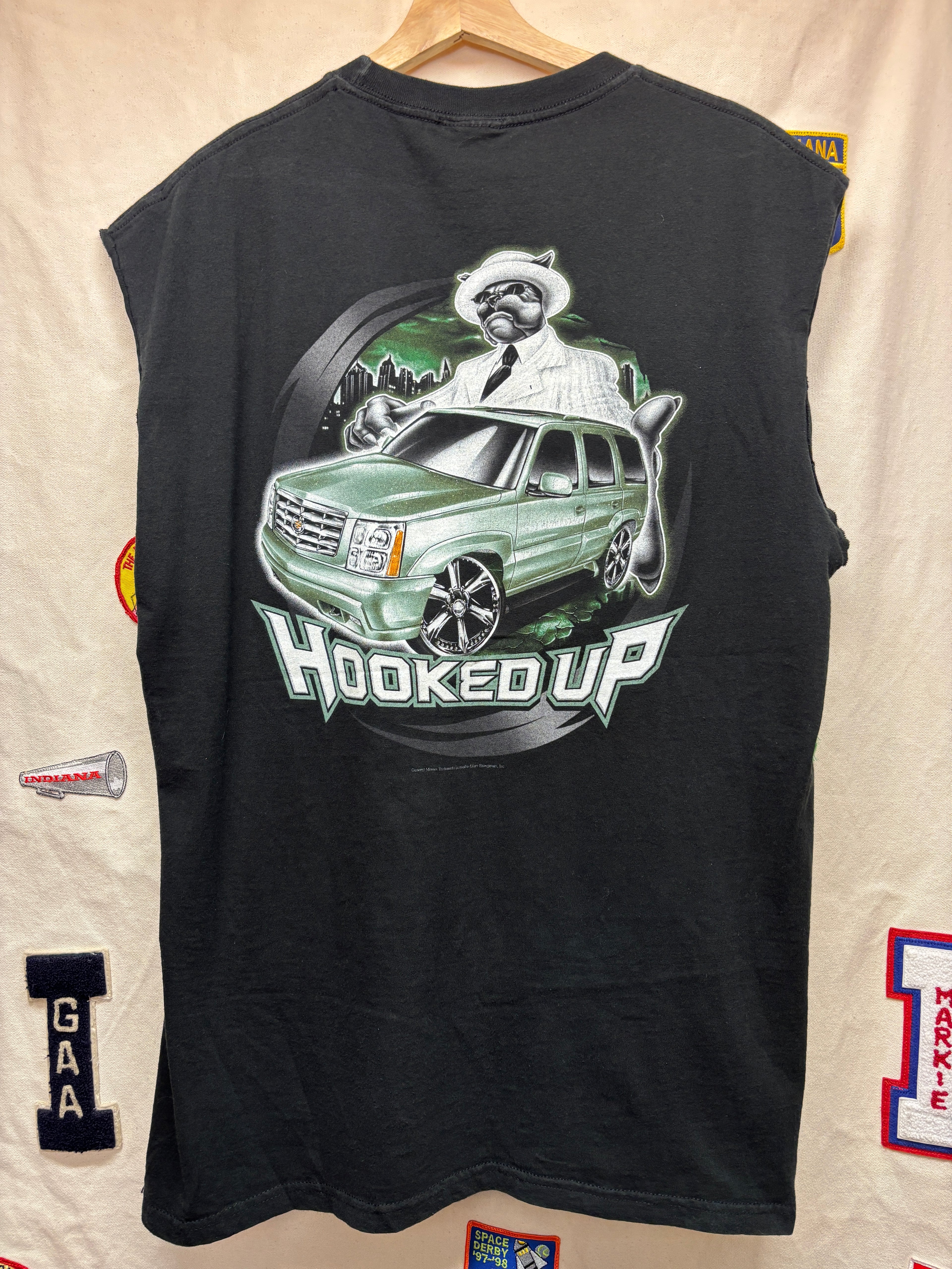 Vintage Roll Out Hooked Up ODM Cadillac Escalade Rollin Hard Cut Off T-Shirt: XL