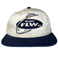 Load image into Gallery viewer, FLW Tour Wal Mart Ranger Boats Fishing USA Canvas Tan Navy Embroidered Snapback Hat
