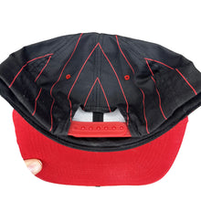 Load image into Gallery viewer, Vtg San Francisco 49ers Pinstripe Black Red 90&#39;s NFL Patch Snapback hat
