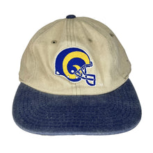 Load image into Gallery viewer, Vtg Los Angeles LA Rams Embroidered Helmet NFL Tan Dad Strapback Hat
