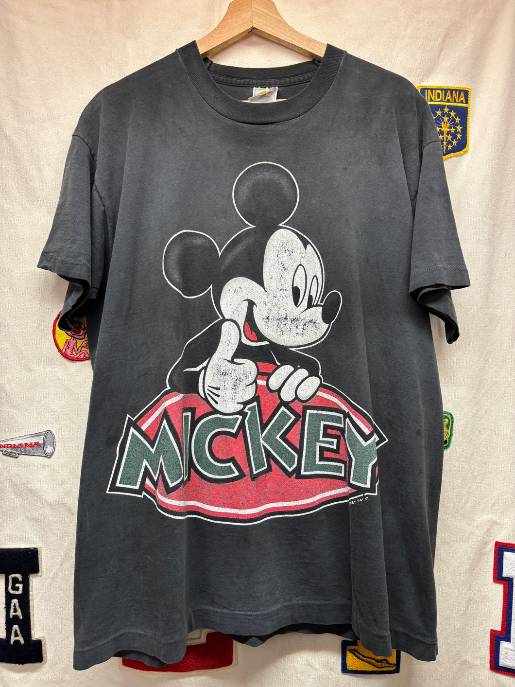 Vintage Mickey Mouse Disney Unlimited Black Faded 90's T-Shirt: XL