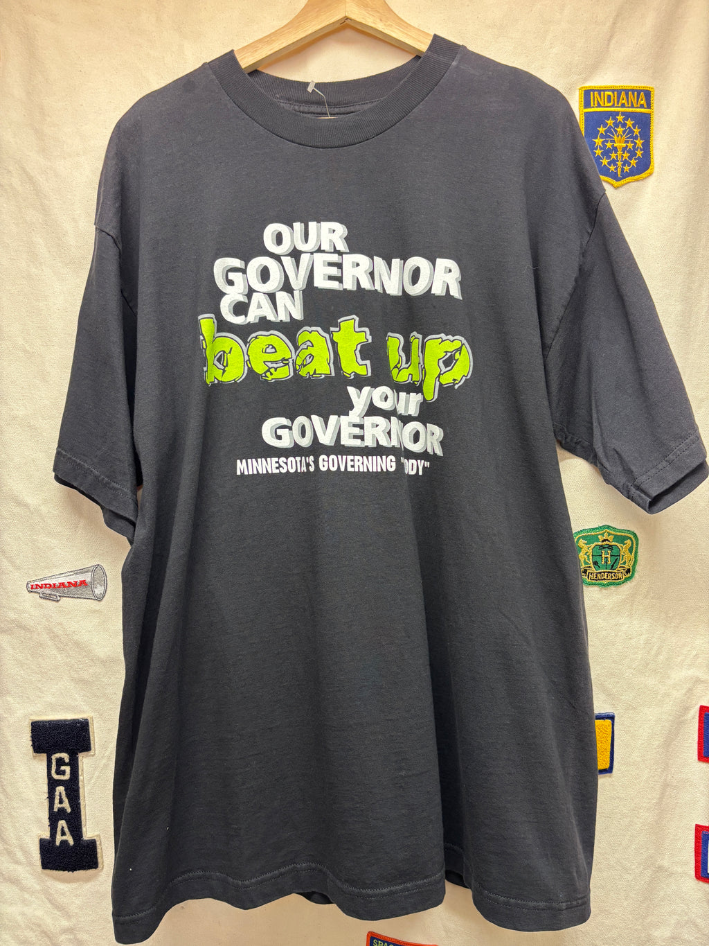 Vintage Jesse Ventura Our Governor Can Beat Up Your Minnesota's Body Wrestling T-Shirt: XL