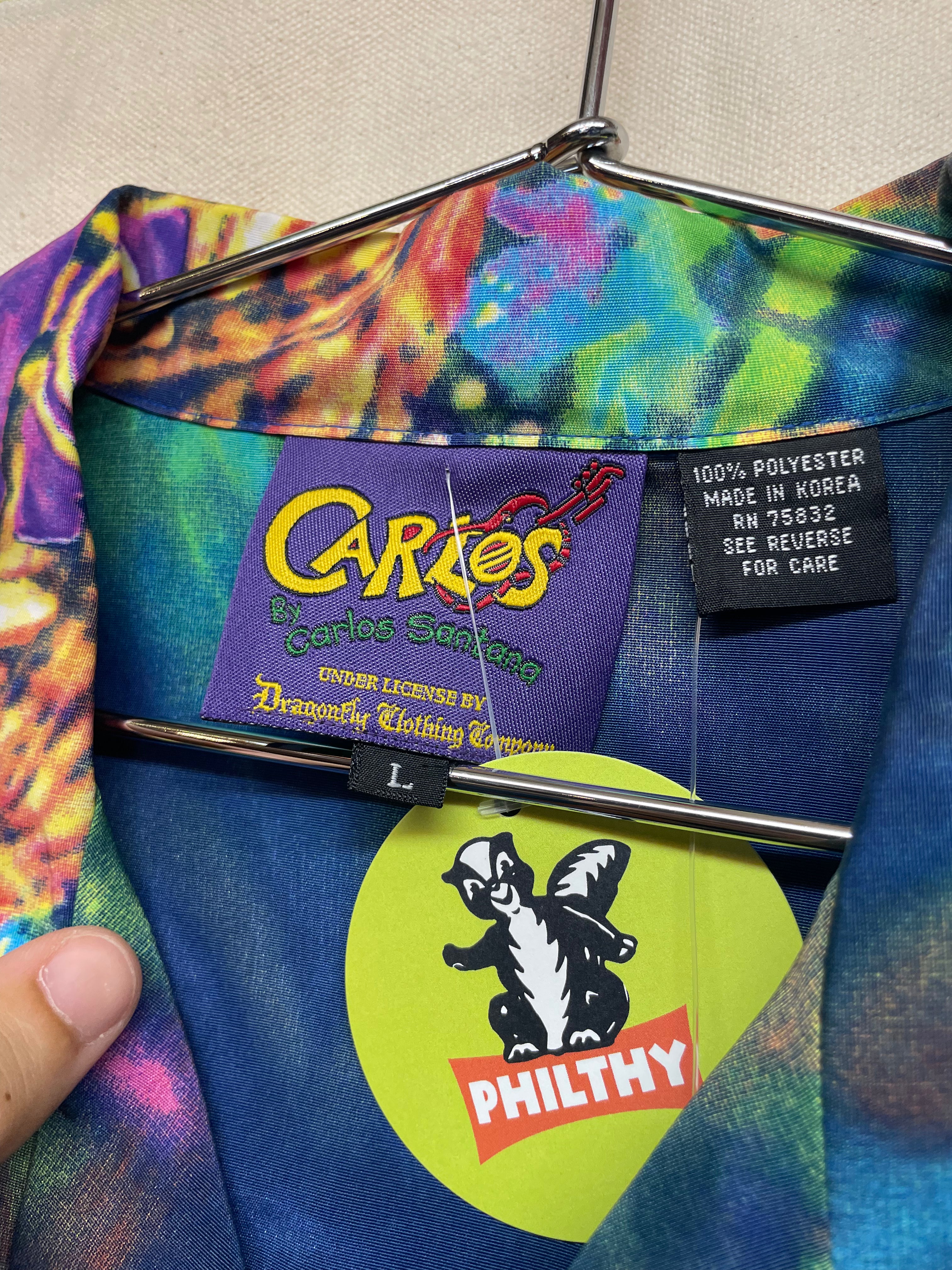 Vintage Carlos Santana Dragonfly Dream Button Up Shirt: Large