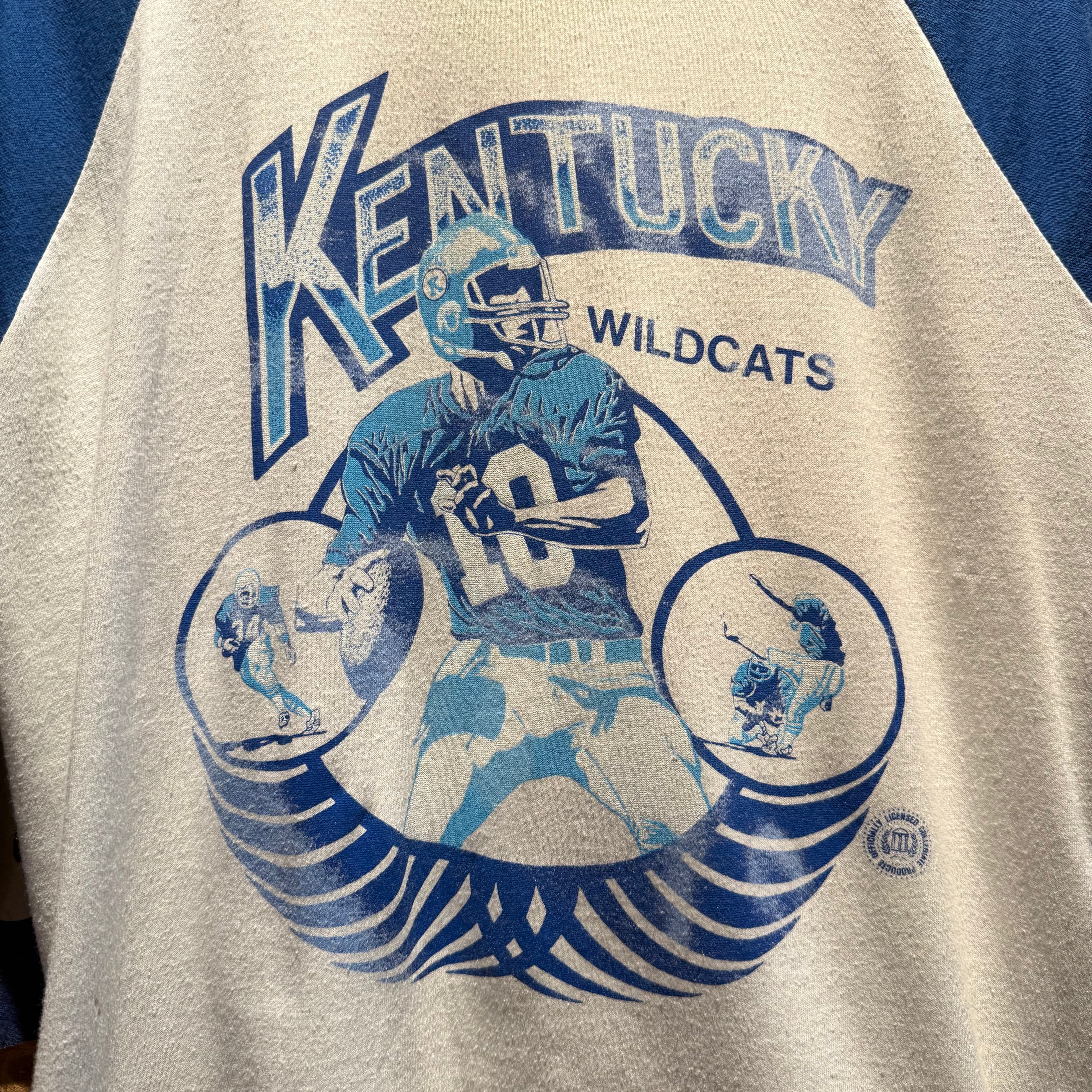 VIntage University of Kentucky Wildcats UK 80's Football Raglan Shirt: Medium
