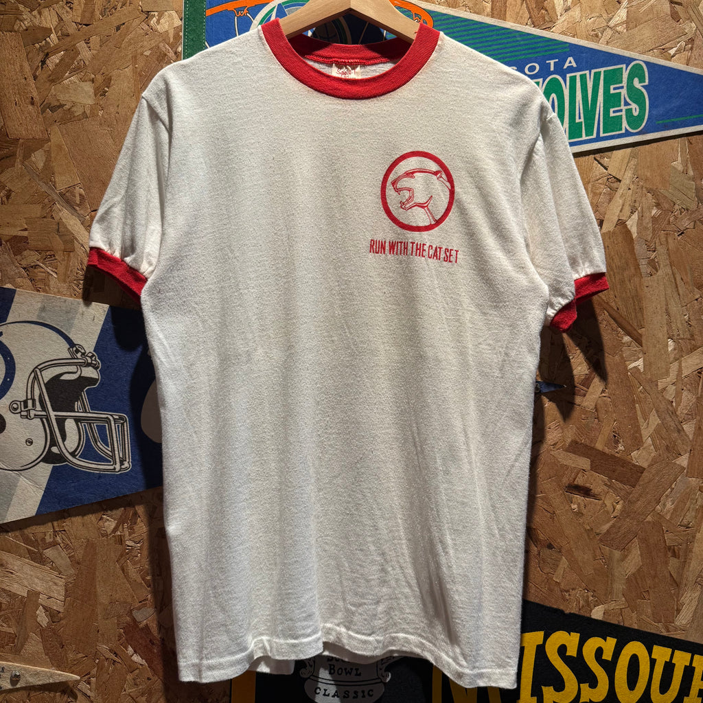VTG 1970's Mercury Cougar " Run With The Cat Set" Promo Ringer T-Shirt: Medium