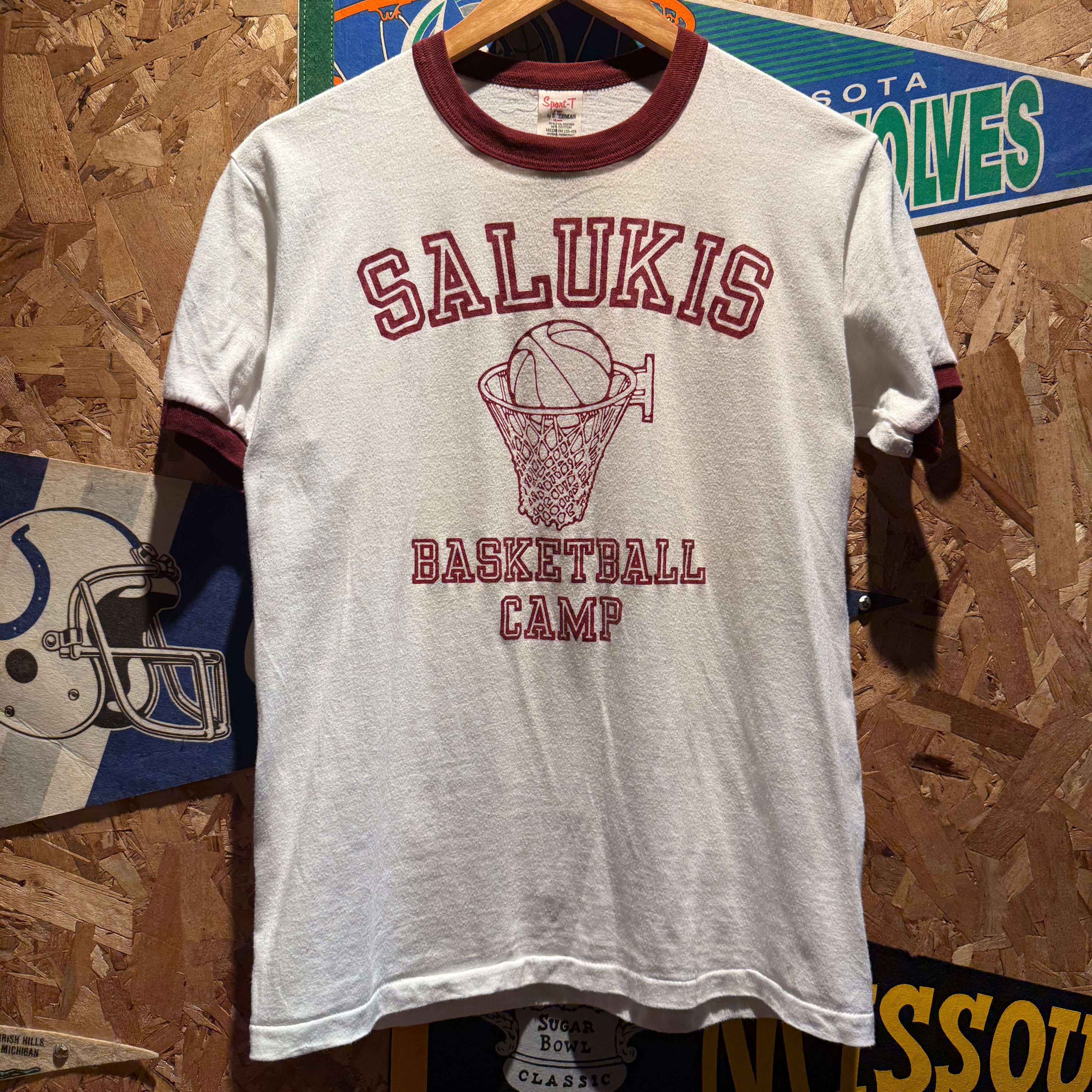 VTG Southern Illinois University SIU Basketball Camp Converse Ringer T-Shirt: Medium