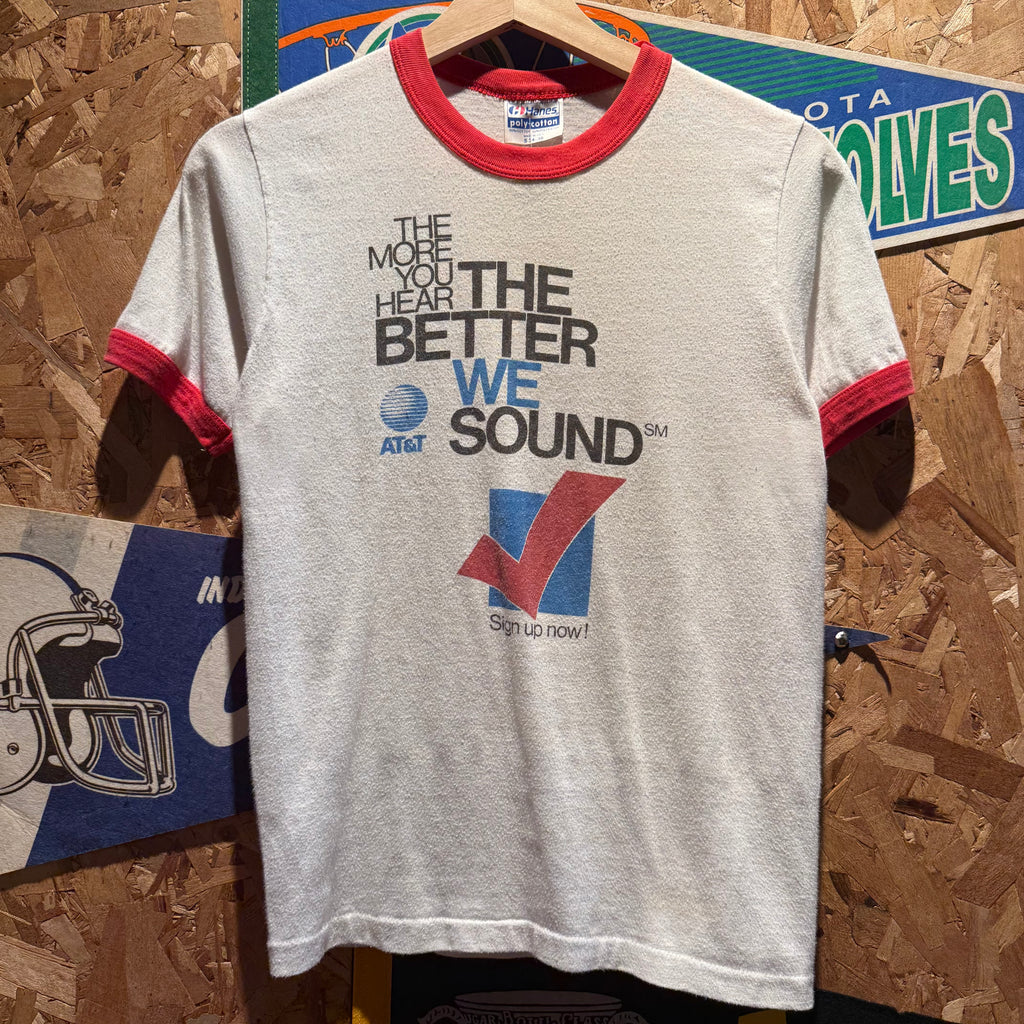 VTG 80's AT&T " The More You Hear The Better We Sound" Ringer T-Shirt: Small