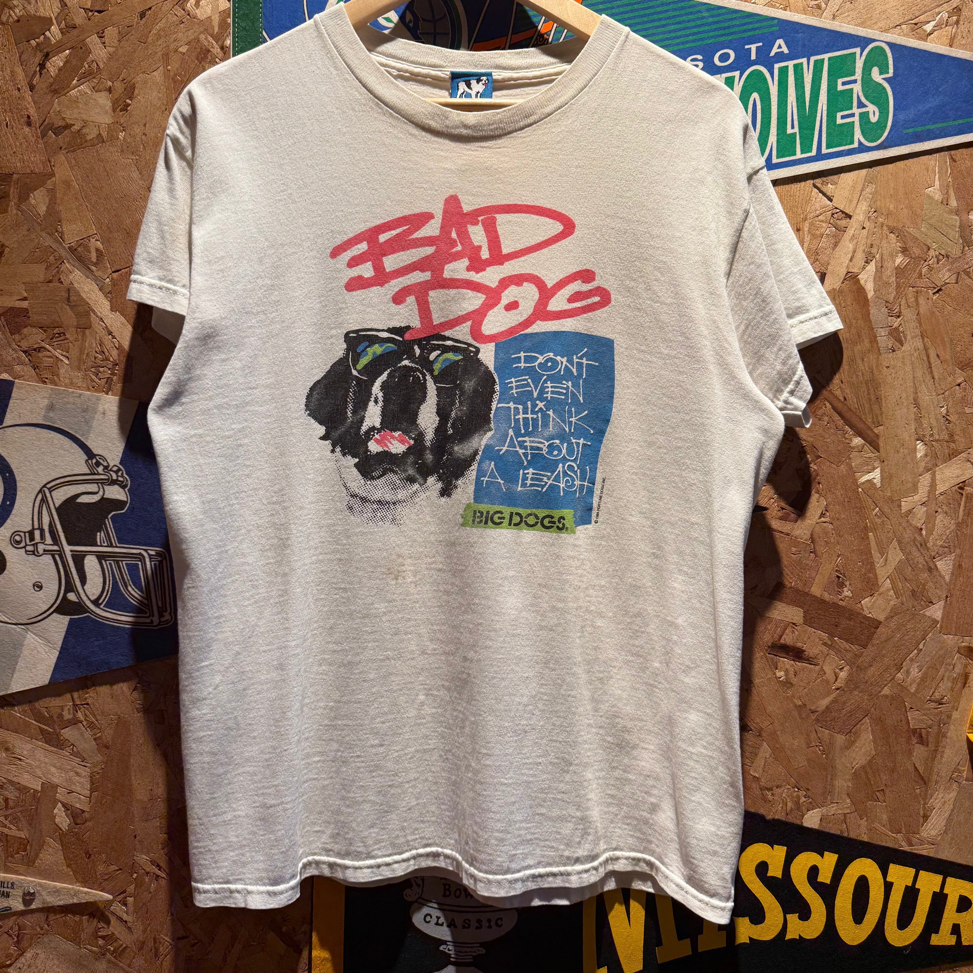 VTG 1995 Big Dogs Bad Dog " Don't Even Think About A Leash" T-Shirt: Small